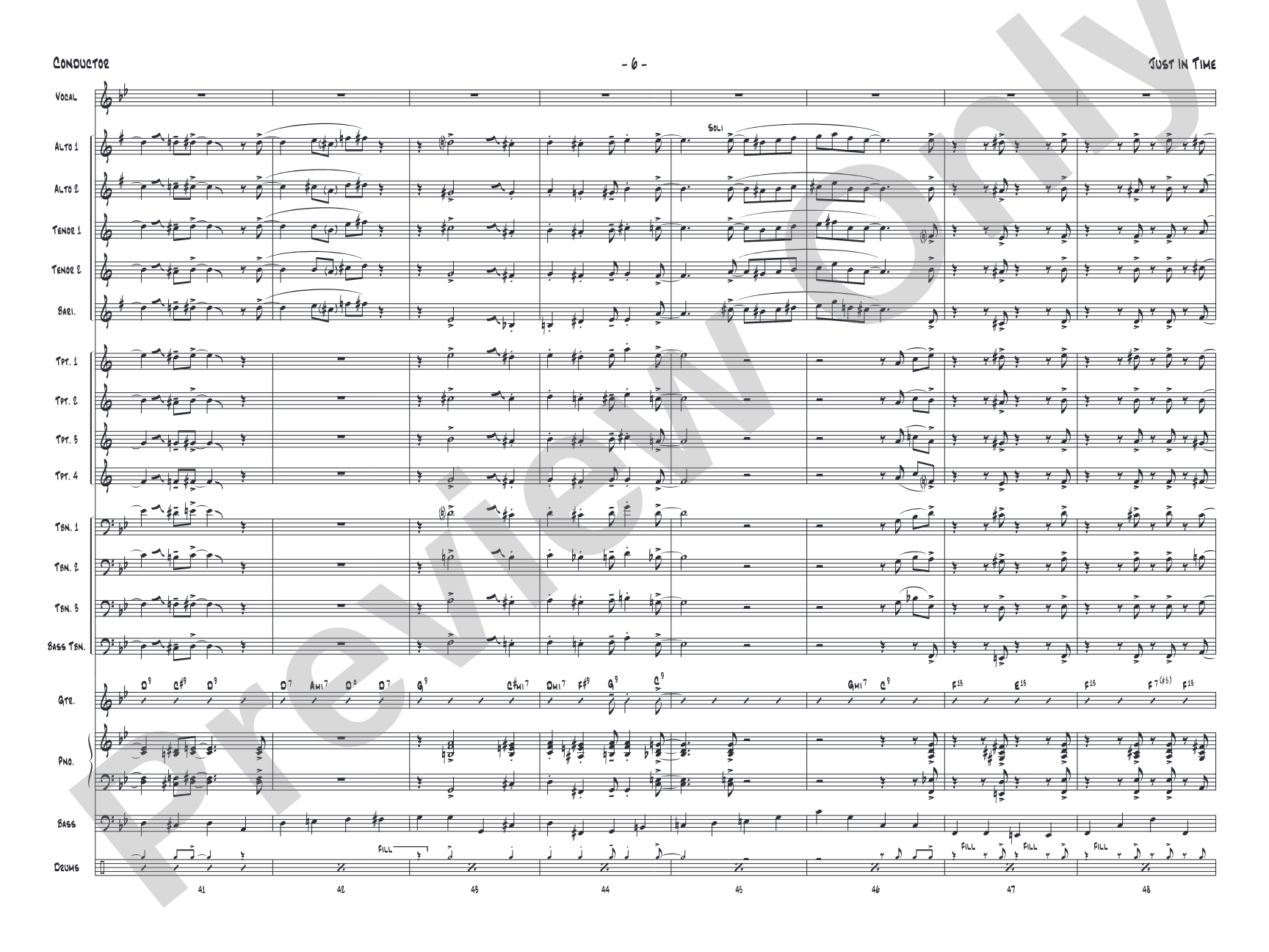 Just in Time: Vocal Solo with Jazz Ensemble Conductor Score & Parts
