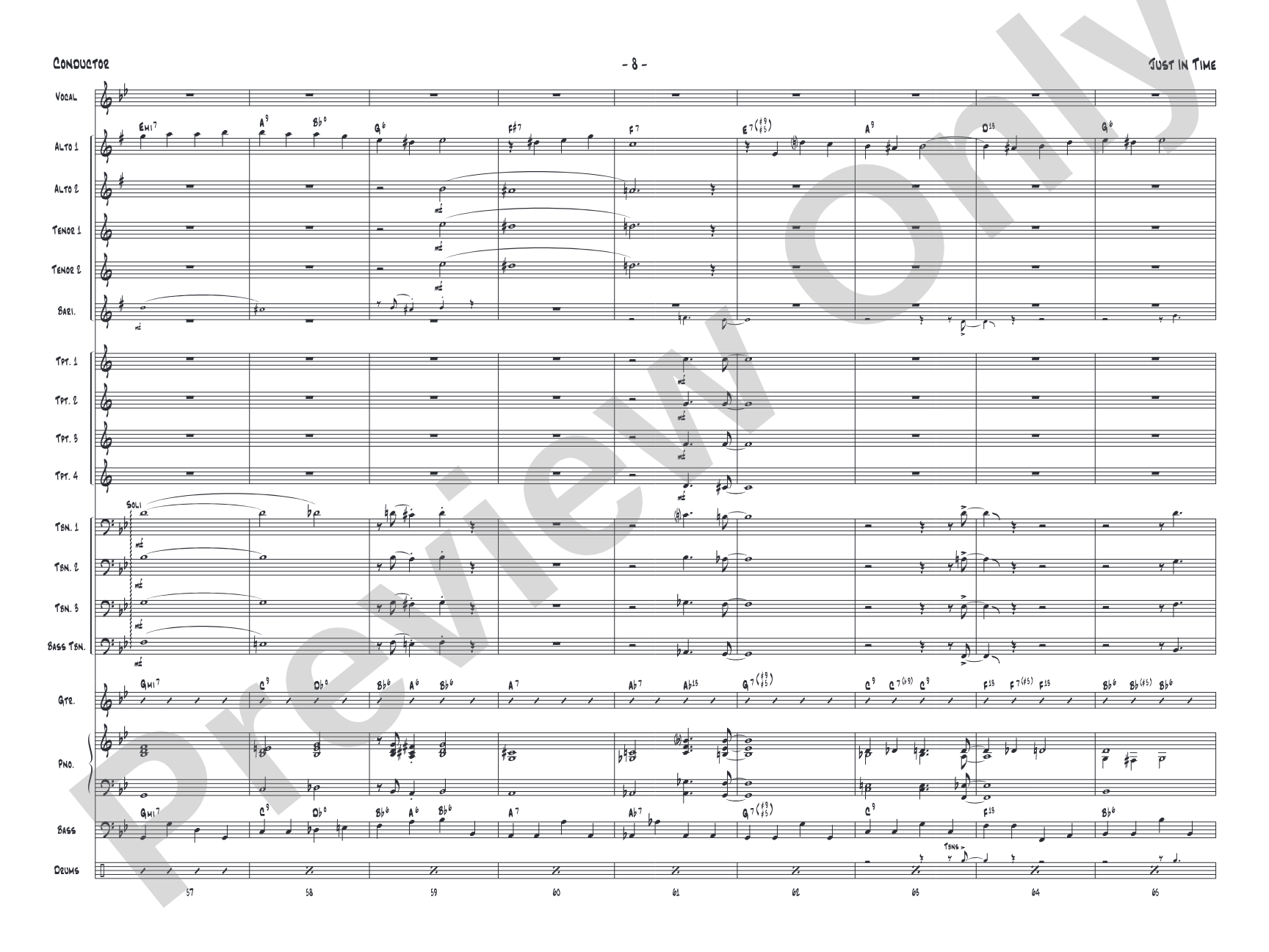 Just in Time: Vocal Solo with Jazz Ensemble Conductor Score & Parts