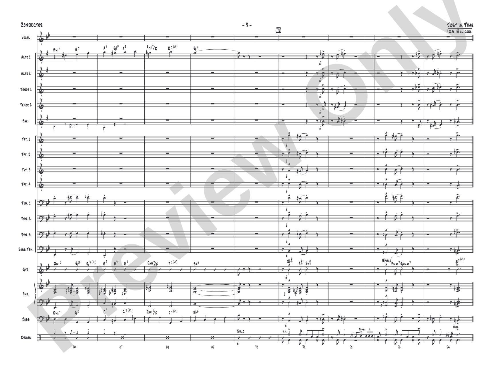 Just in Time: Vocal Solo with Jazz Ensemble Conductor Score & Parts