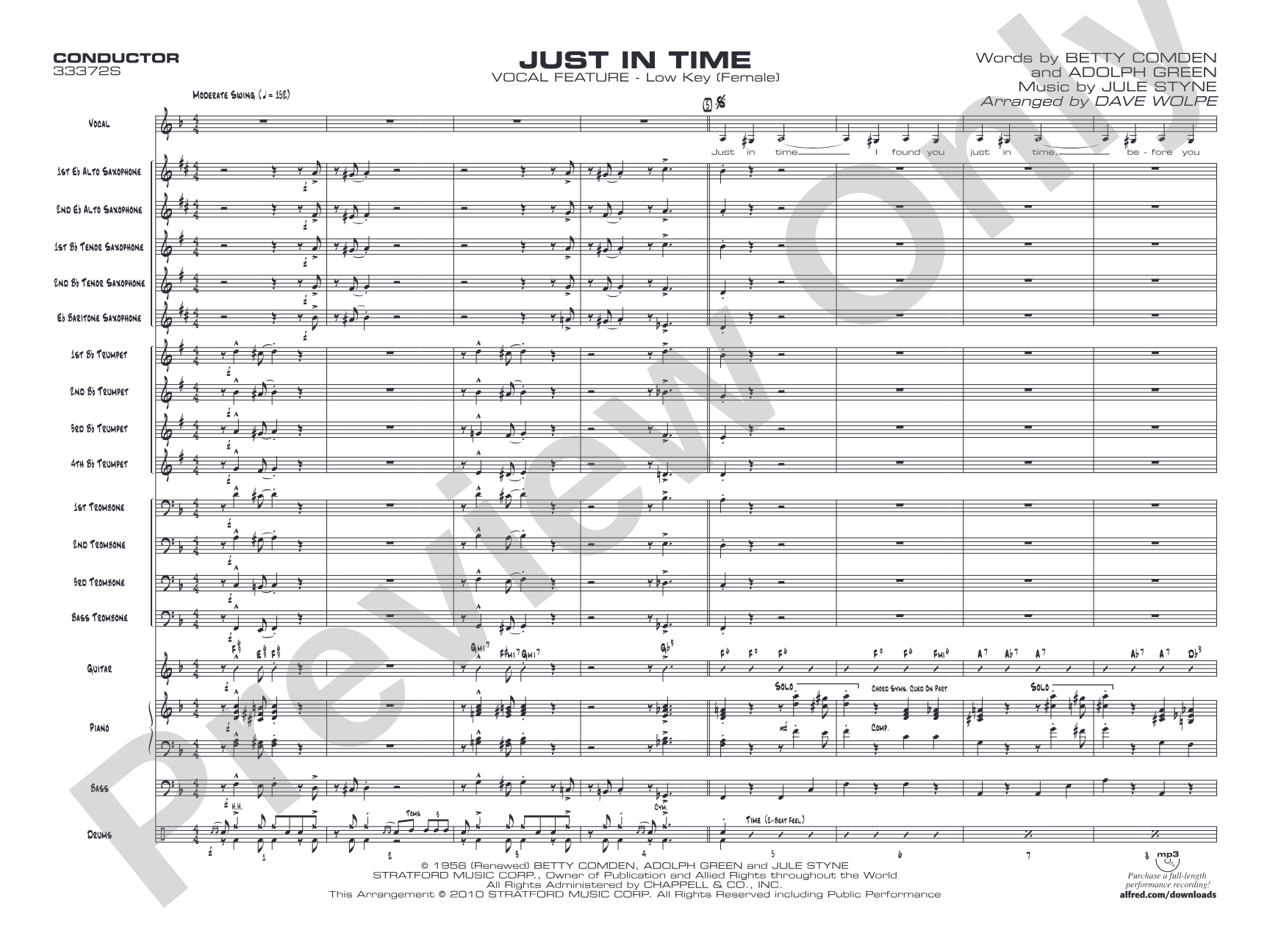 Just in Time: Vocal Solo with Jazz Ensemble Conductor Score & Parts
