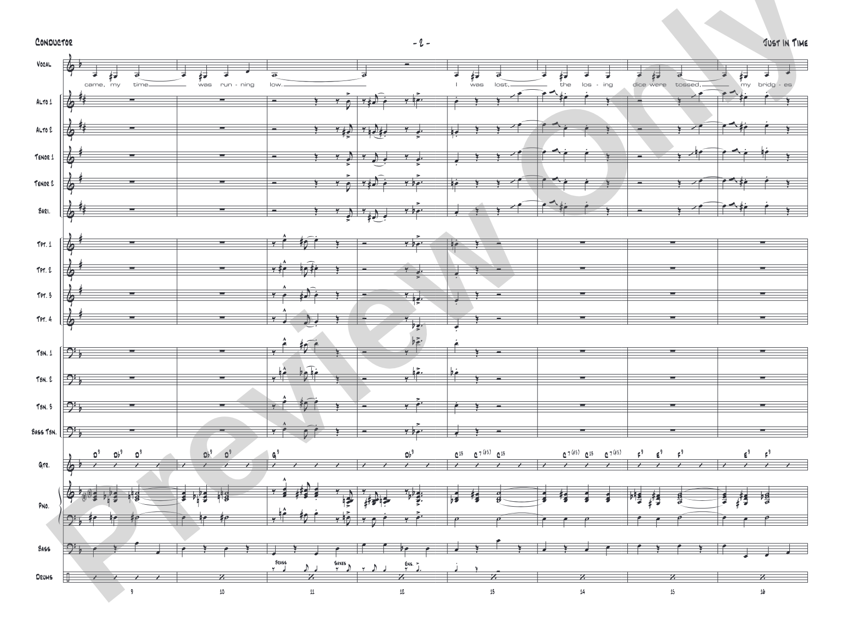 Just in Time: Vocal Solo with Jazz Ensemble Conductor Score & Parts