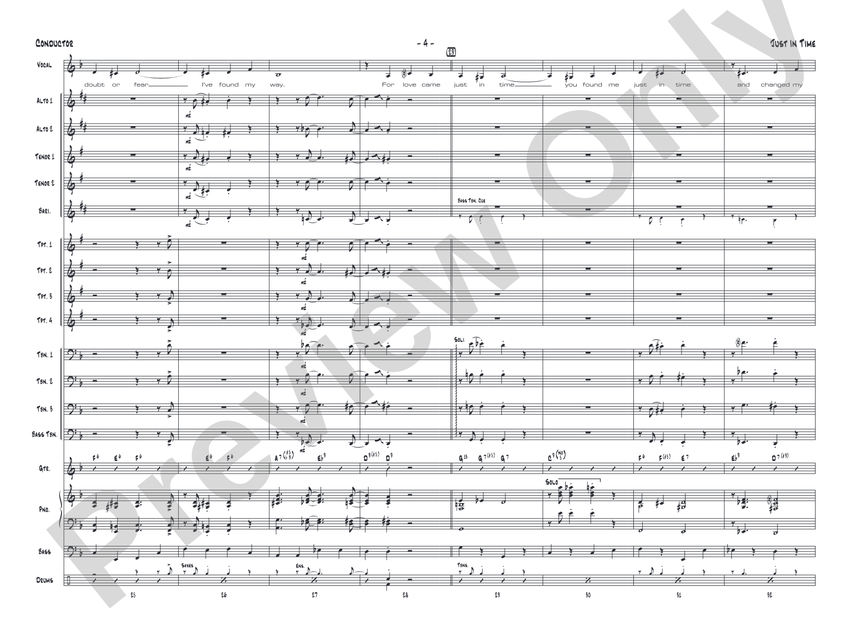 Just in Time: Vocal Solo with Jazz Ensemble Conductor Score & Parts