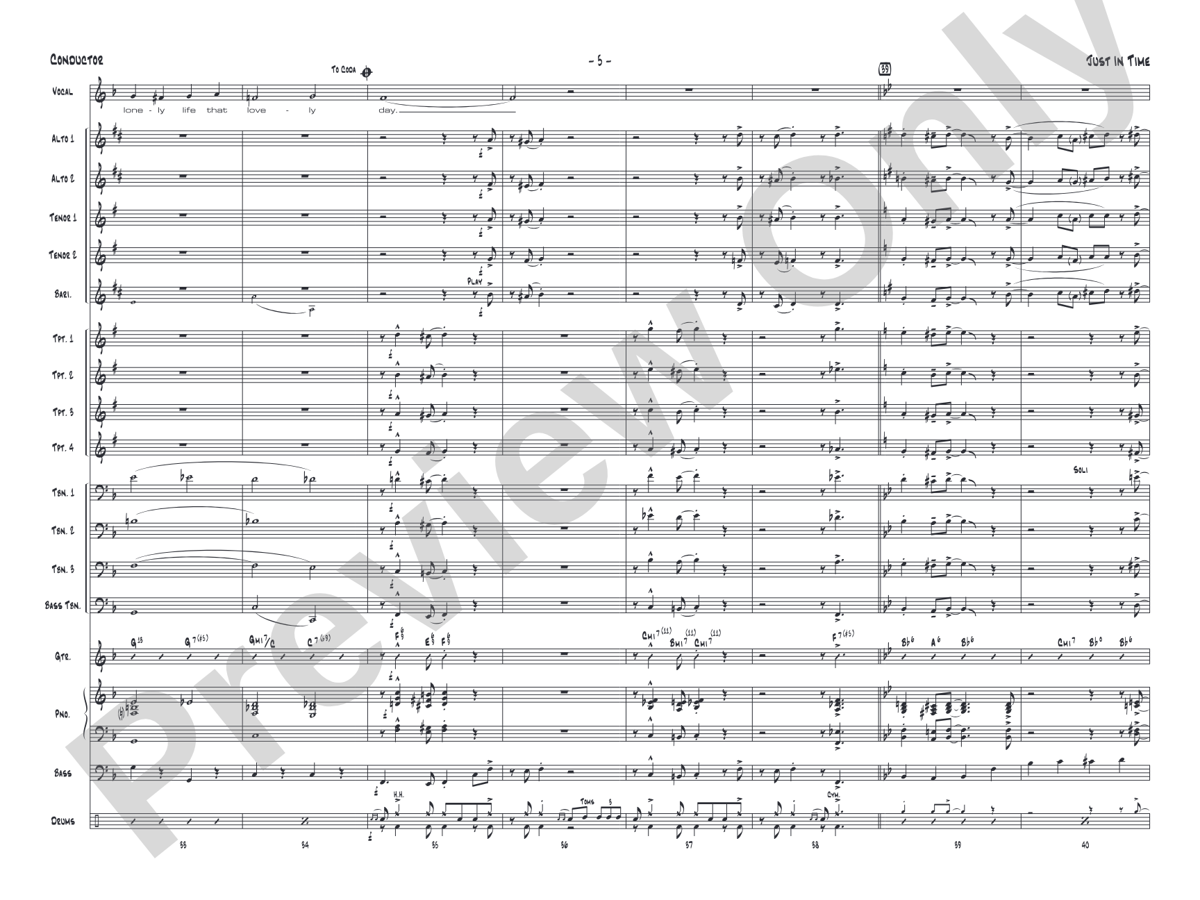 Just in Time: Vocal Solo with Jazz Ensemble Conductor Score & Parts
