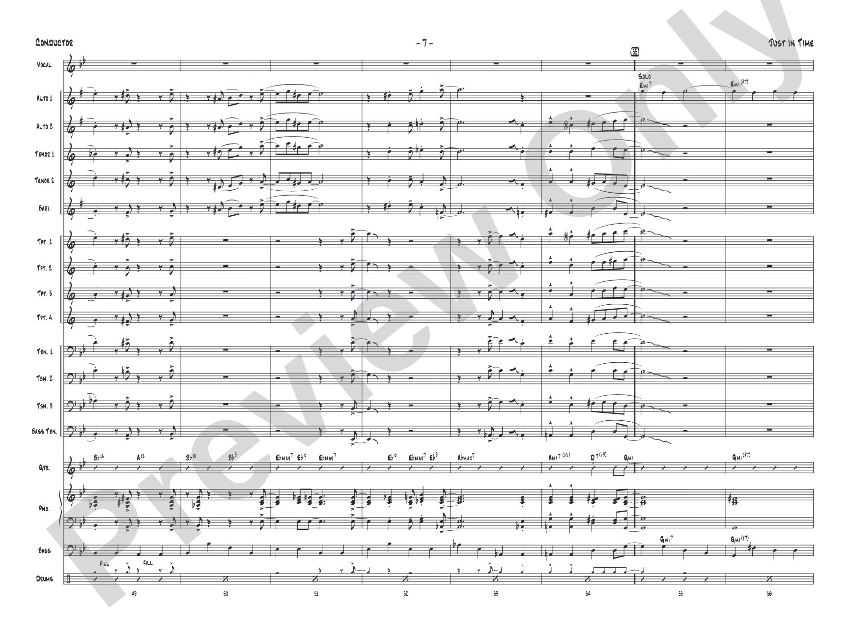 Just in Time: Vocal Solo with Jazz Ensemble Conductor Score & Parts
