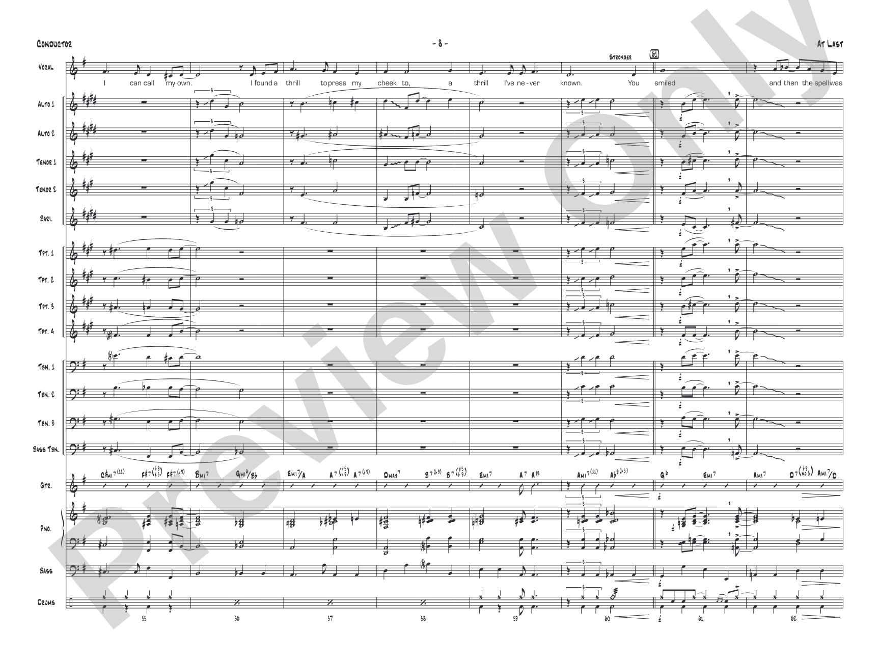 At Last: Vocal Solo with Jazz Ensemble Conductor Score & Parts