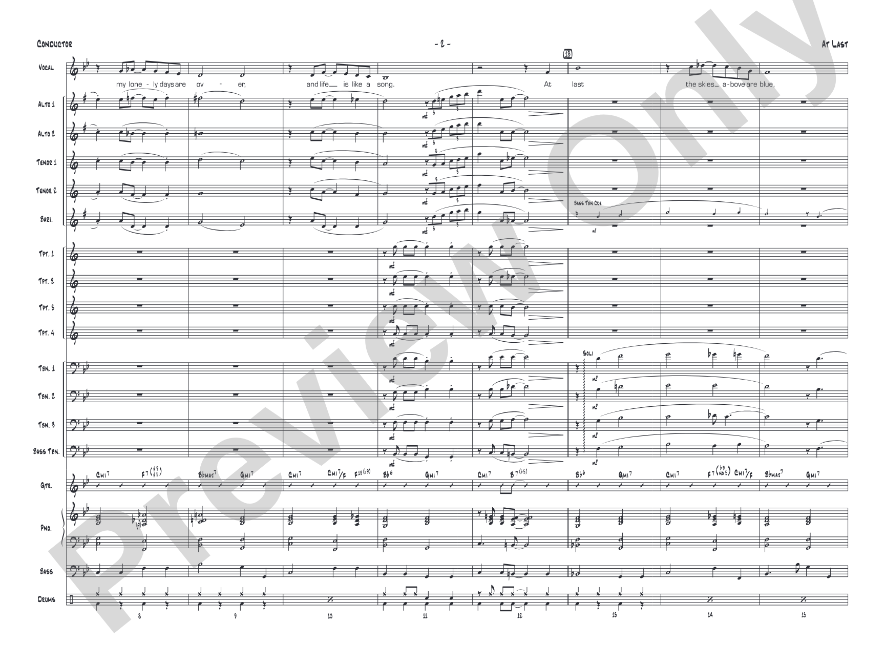 At Last: Vocal Solo with Jazz Ensemble Conductor Score & Parts
