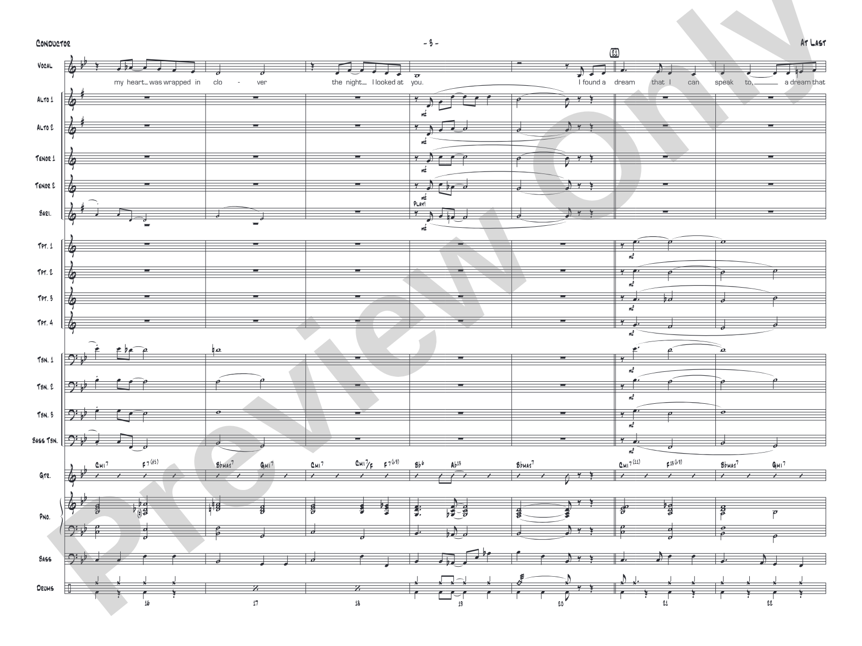 At Last: Vocal Solo with Jazz Ensemble Conductor Score & Parts