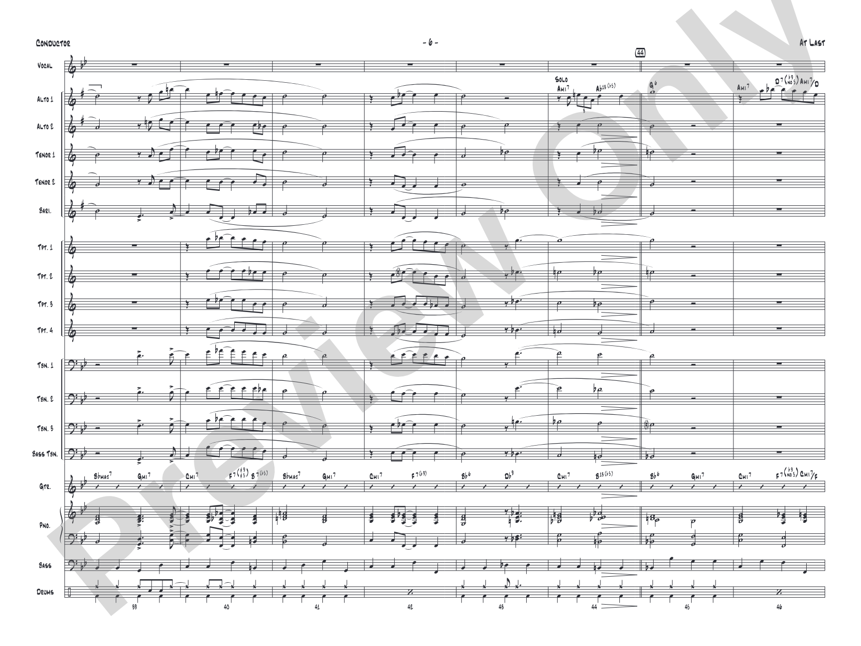 At Last: Vocal Solo with Jazz Ensemble Conductor Score & Parts