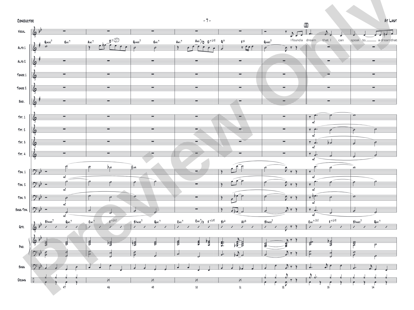 At Last: Vocal Solo with Jazz Ensemble Conductor Score & Parts