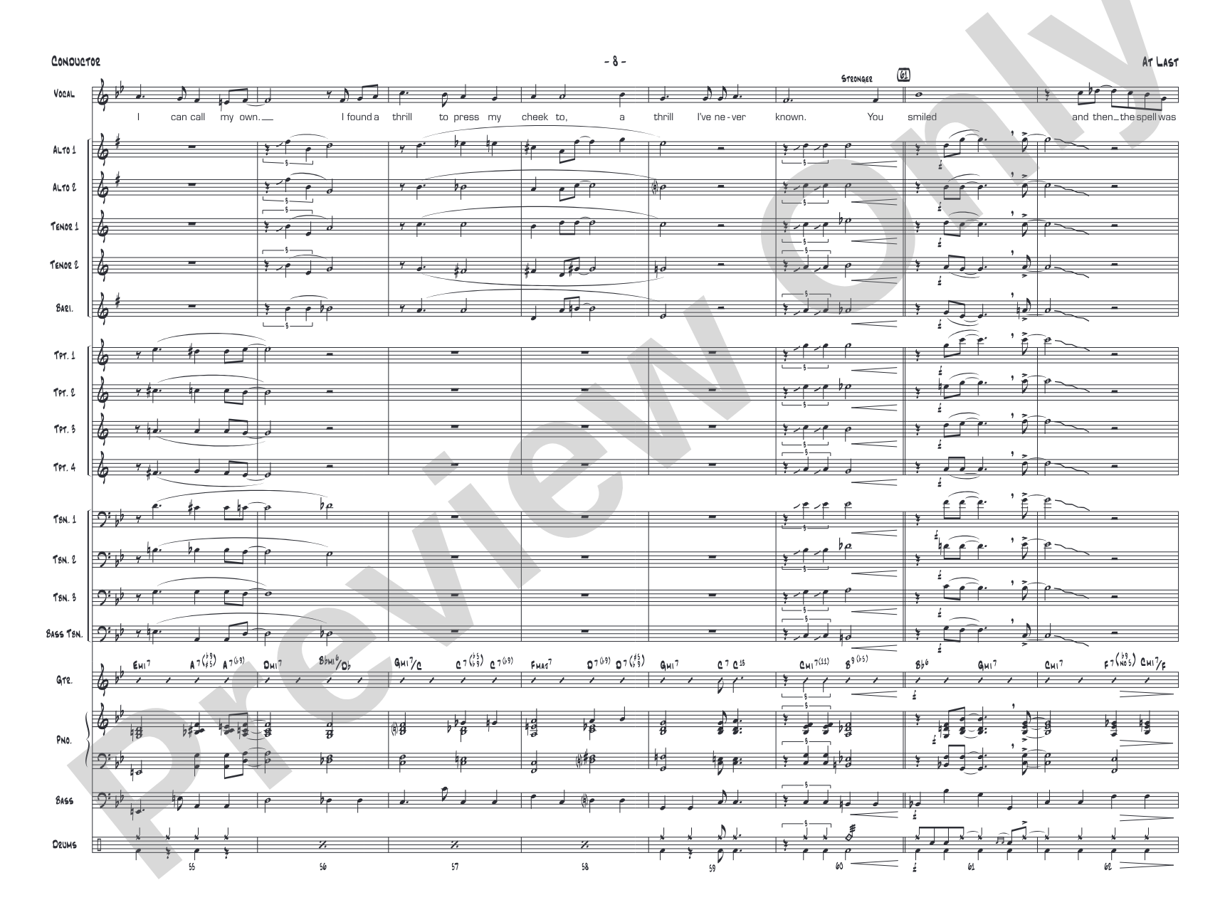 At Last: Vocal Solo with Jazz Ensemble Conductor Score & Parts