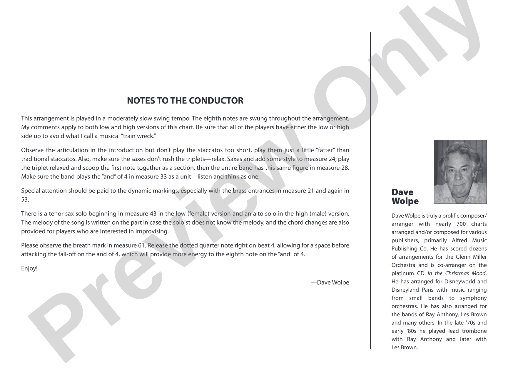 At Last: Vocal Solo with Jazz Ensemble Conductor Score & Parts