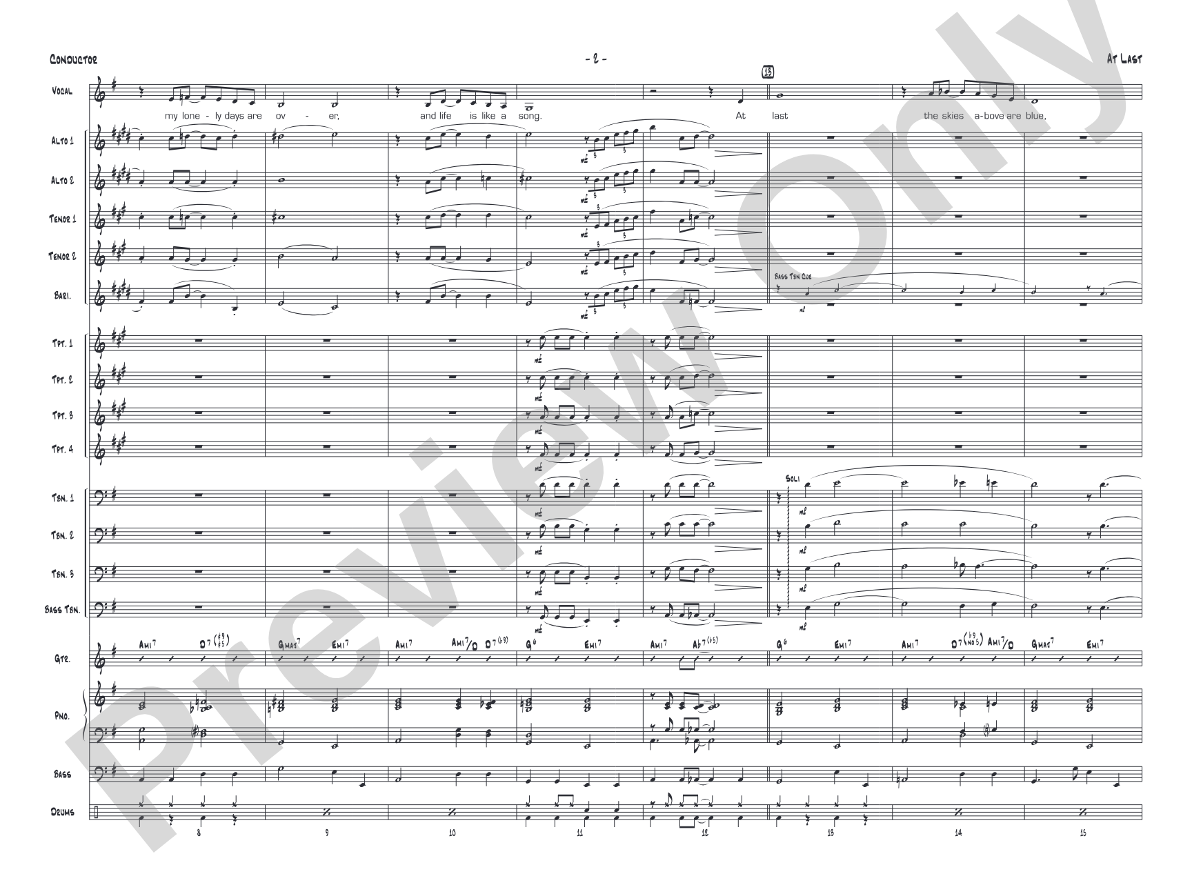 At Last: Vocal Solo with Jazz Ensemble Conductor Score & Parts
