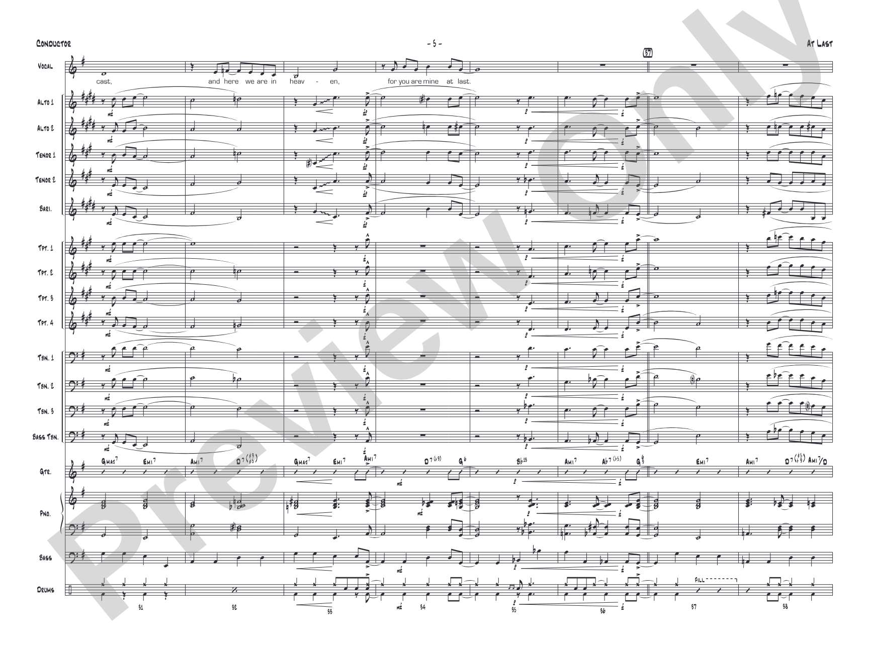 At Last: Vocal Solo with Jazz Ensemble Conductor Score & Parts