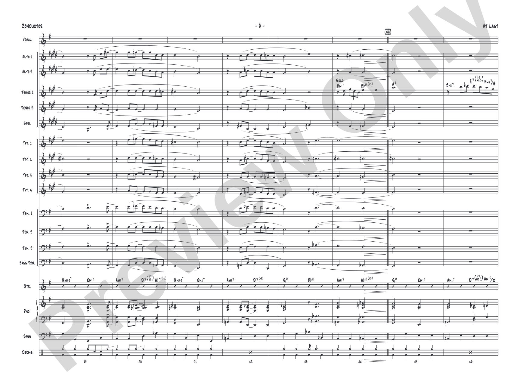 At Last: Vocal Solo with Jazz Ensemble Conductor Score & Parts
