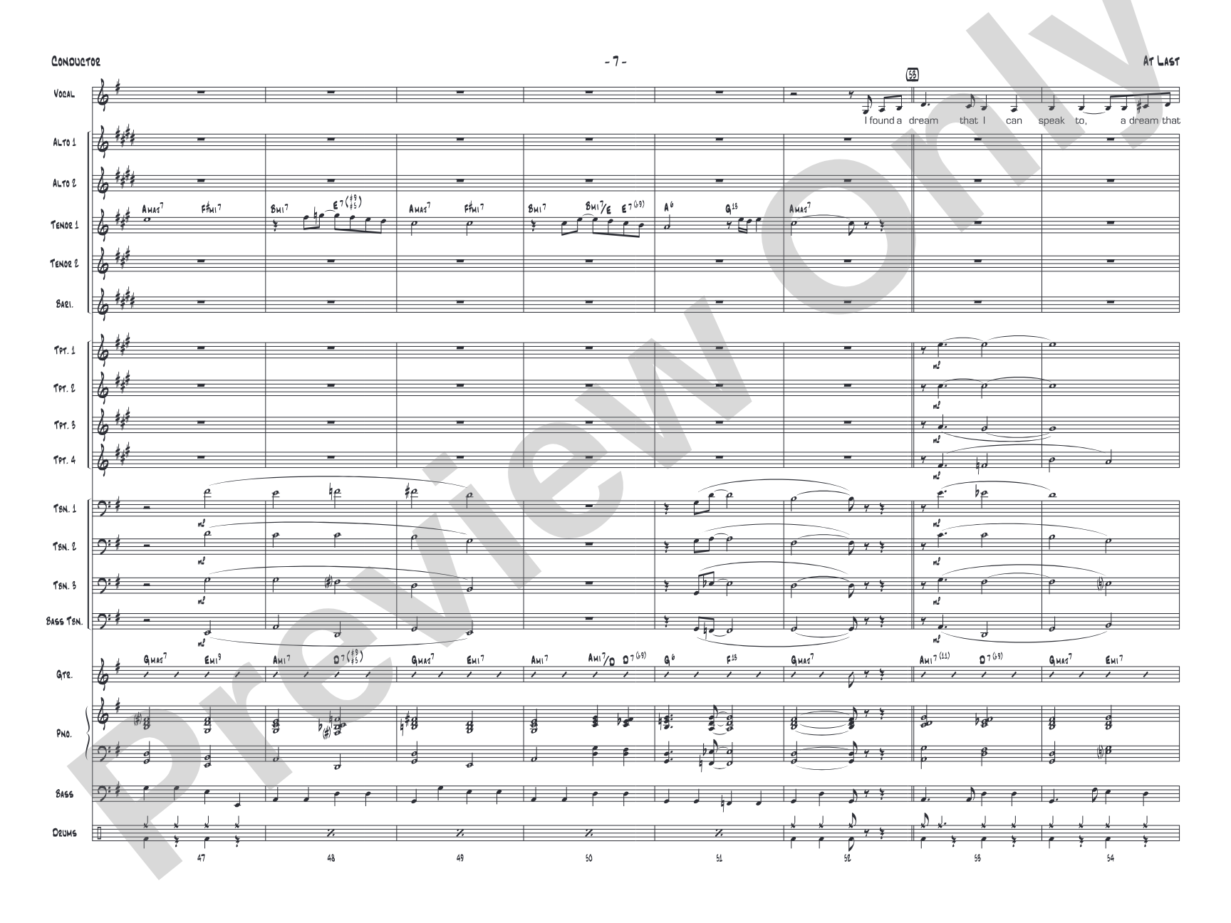 At Last: Vocal Solo with Jazz Ensemble Conductor Score & Parts