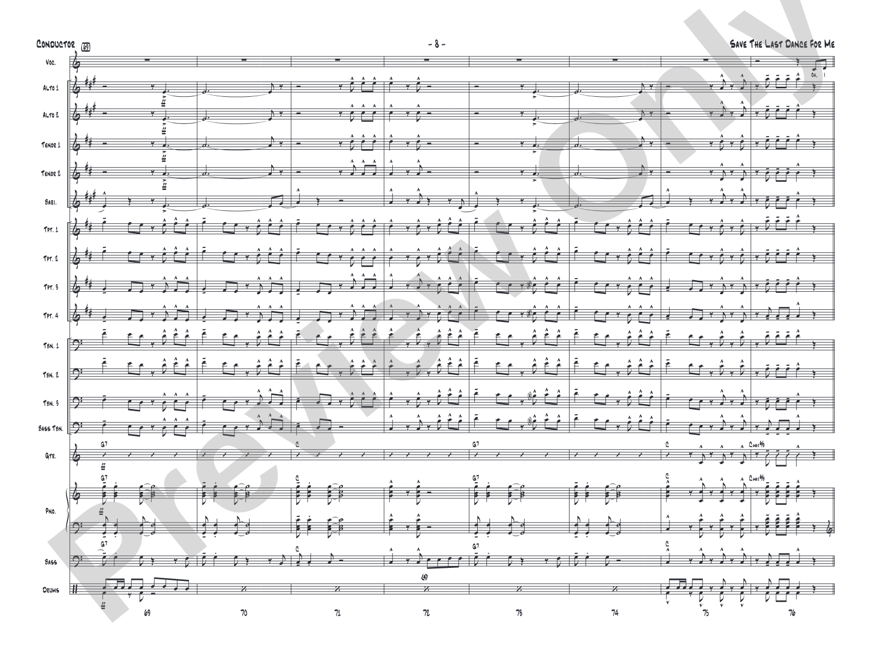 Save the Last Dance for Me: Vocal Solo with Jazz Ensemble Conductor Score & Parts