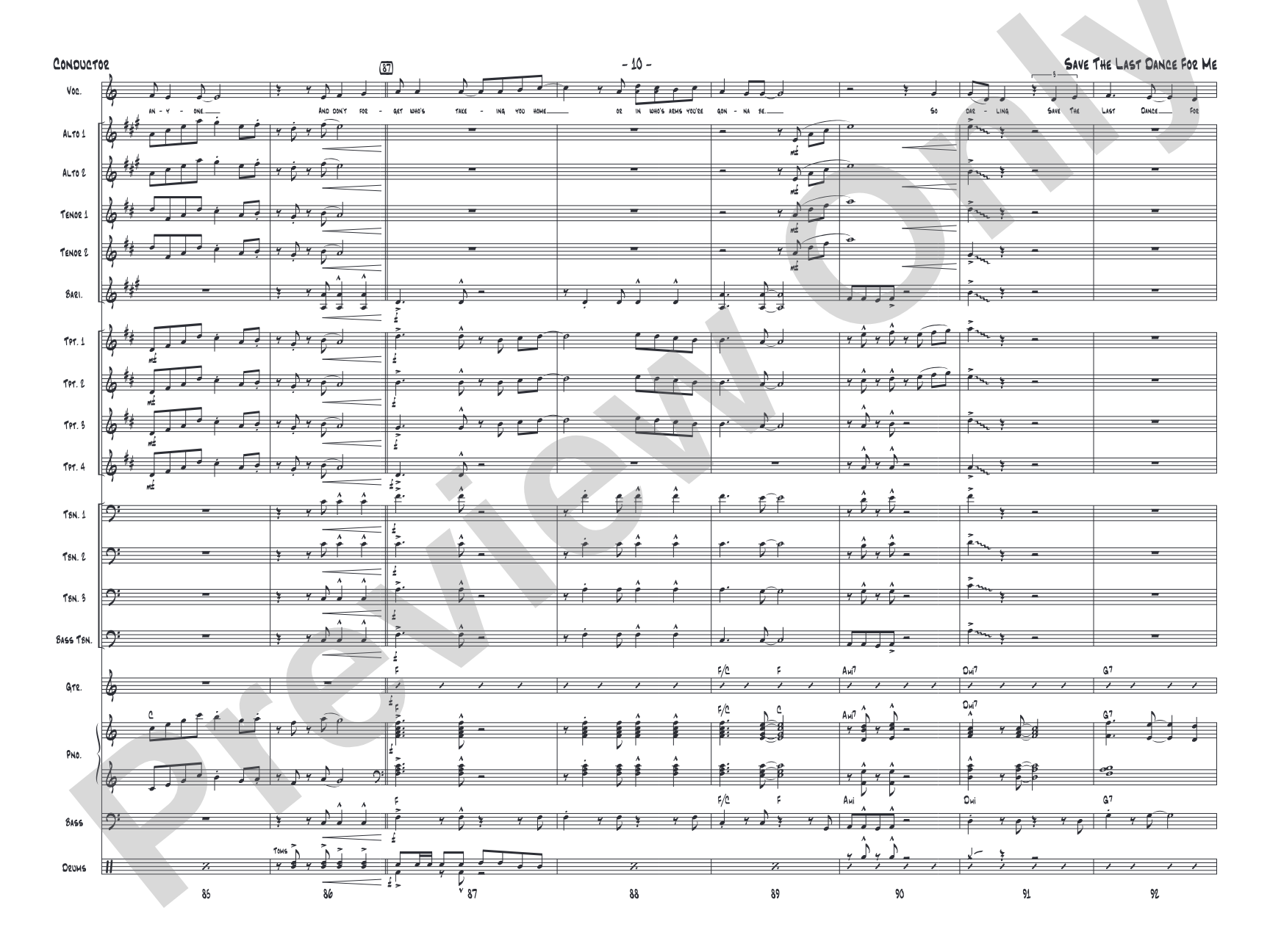 Save the Last Dance for Me: Vocal Solo with Jazz Ensemble Conductor Score & Parts
