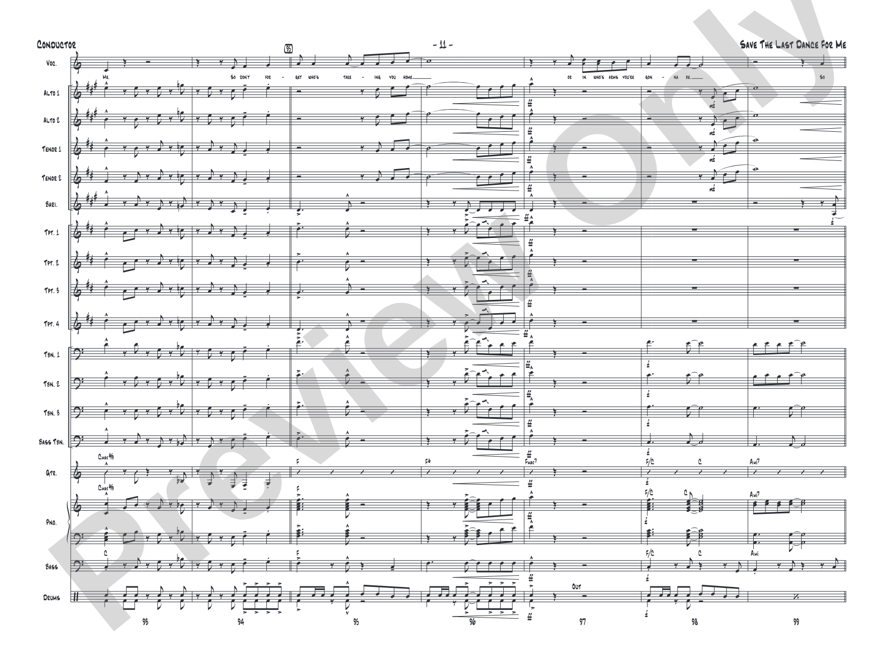 Save the Last Dance for Me: Vocal Solo with Jazz Ensemble Conductor Score & Parts