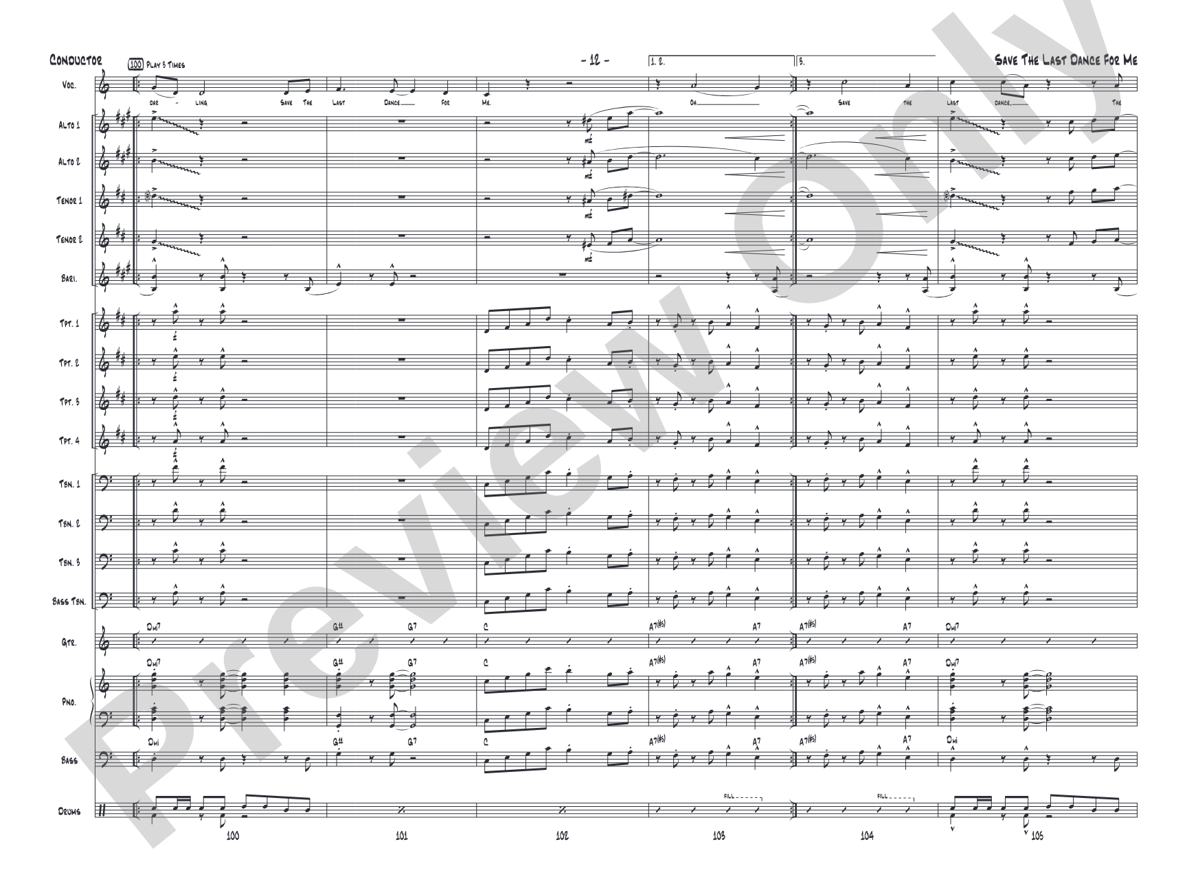 Save the Last Dance for Me: Vocal Solo with Jazz Ensemble Conductor Score & Parts