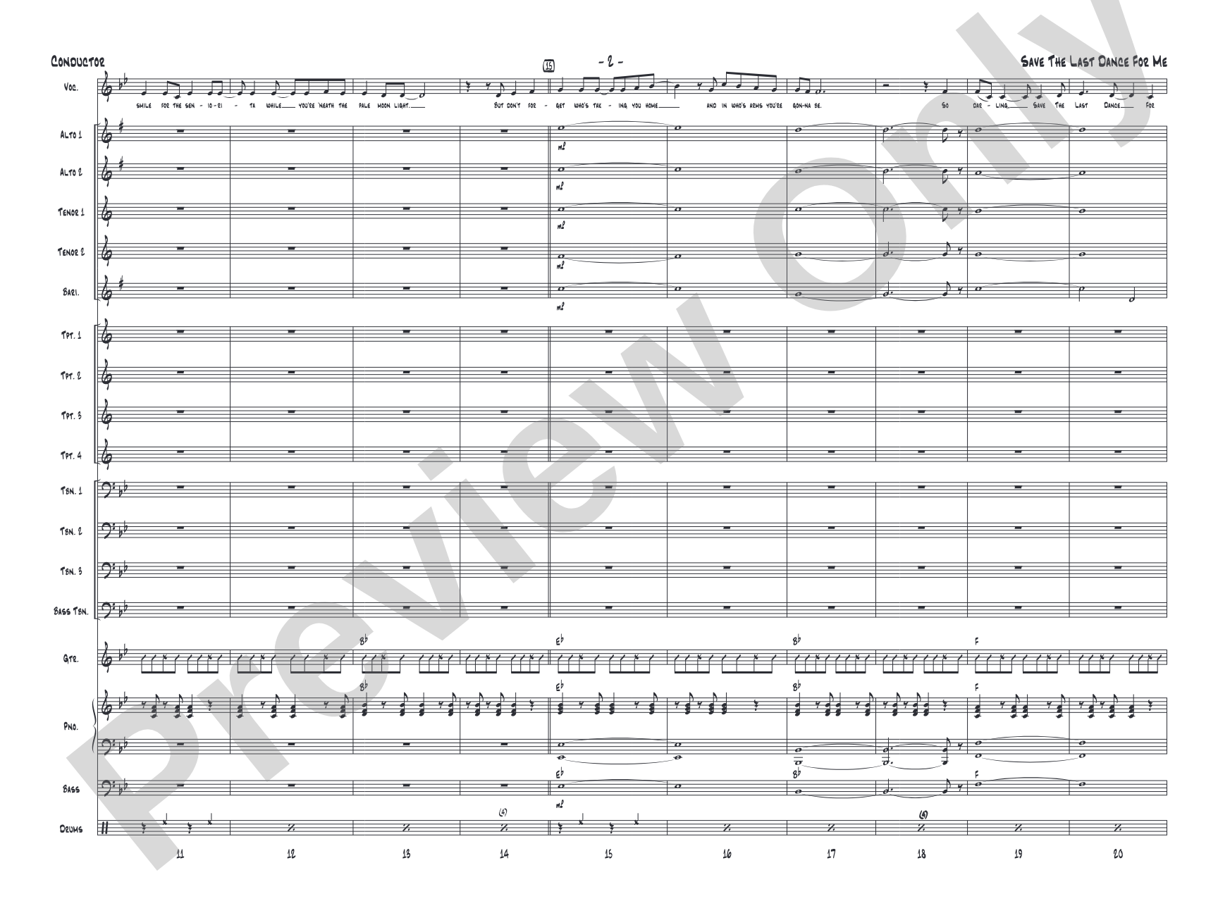 Save the Last Dance for Me: Vocal Solo with Jazz Ensemble Conductor Score & Parts