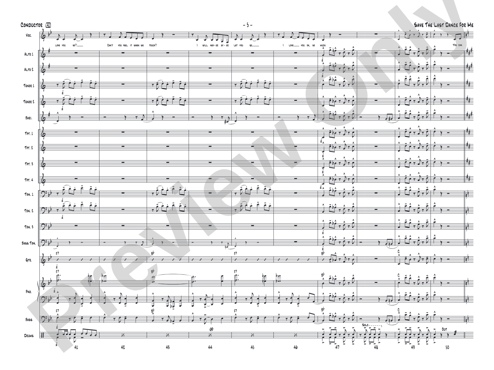Save the Last Dance for Me: Vocal Solo with Jazz Ensemble Conductor Score & Parts
