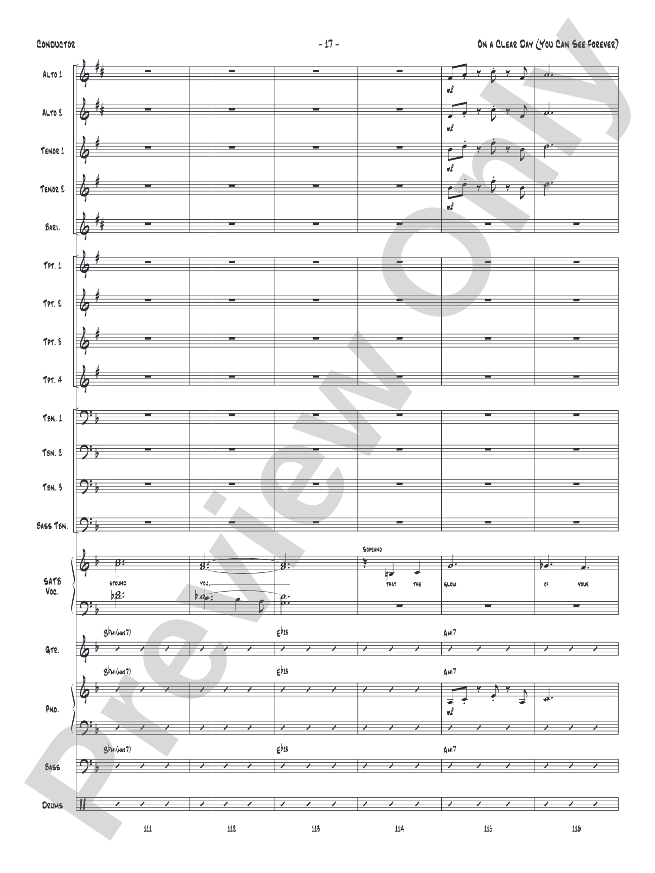 On a Clear Day (You Can See Forever): Vocal Solo with Jazz Ensemble Conductor Score & Parts