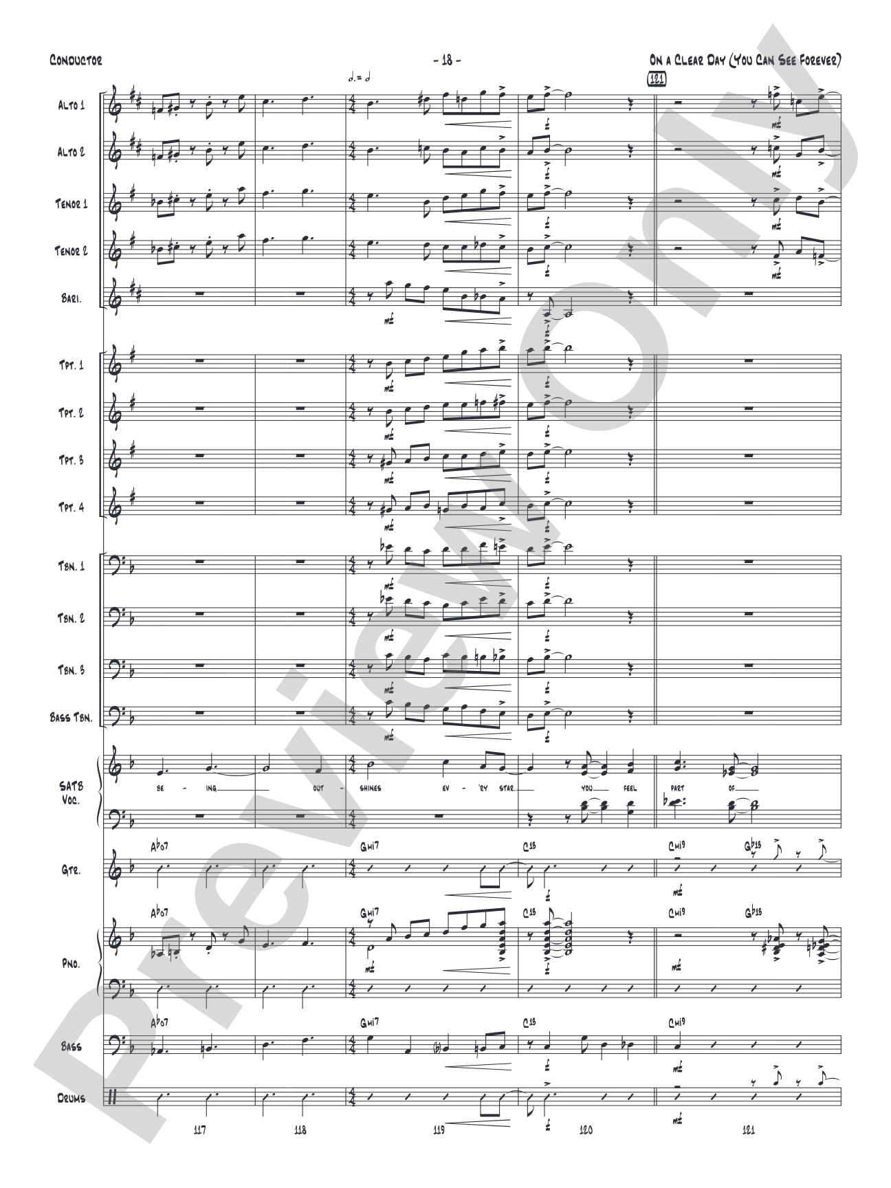 On a Clear Day (You Can See Forever): Vocal Solo with Jazz Ensemble Conductor Score & Parts