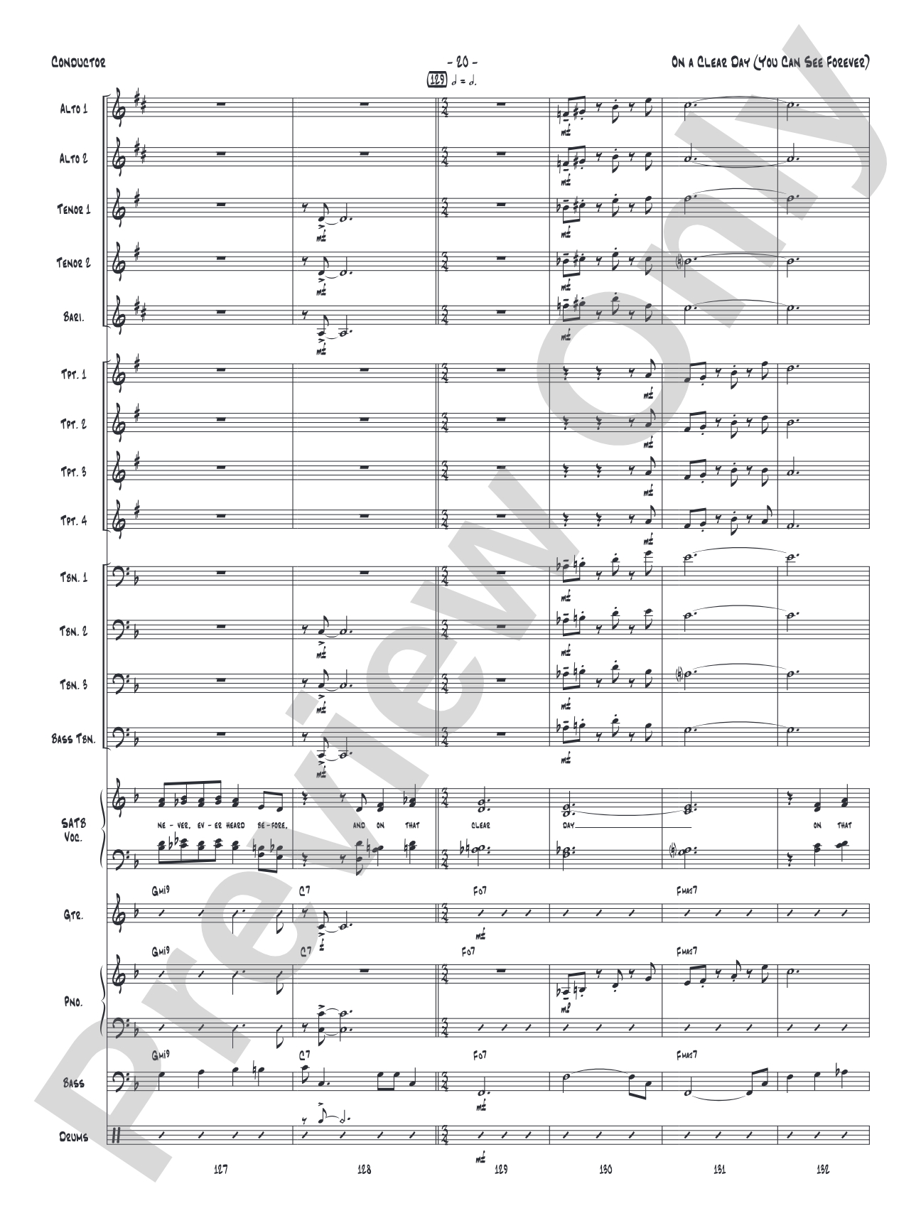On a Clear Day (You Can See Forever): Vocal Solo with Jazz Ensemble Conductor Score & Parts
