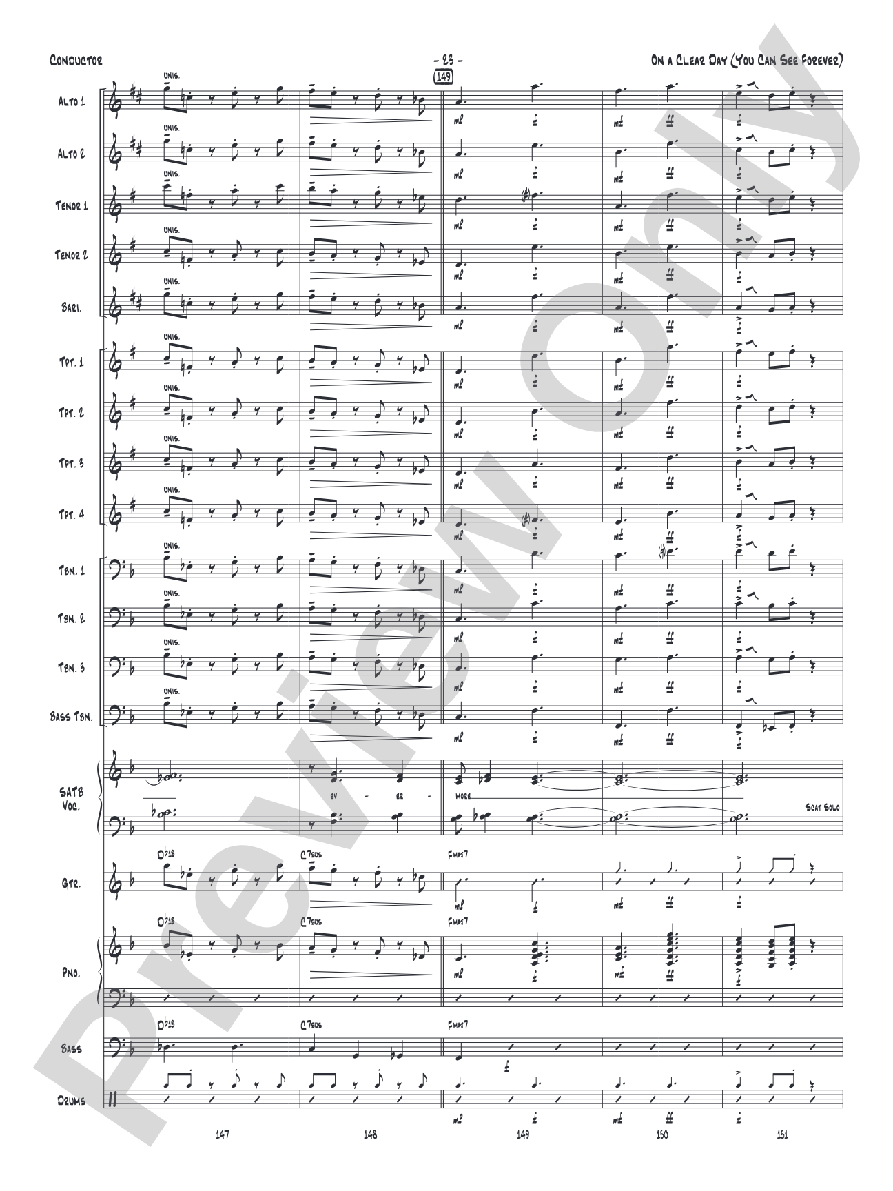 On a Clear Day (You Can See Forever): Vocal Solo with Jazz Ensemble Conductor Score & Parts