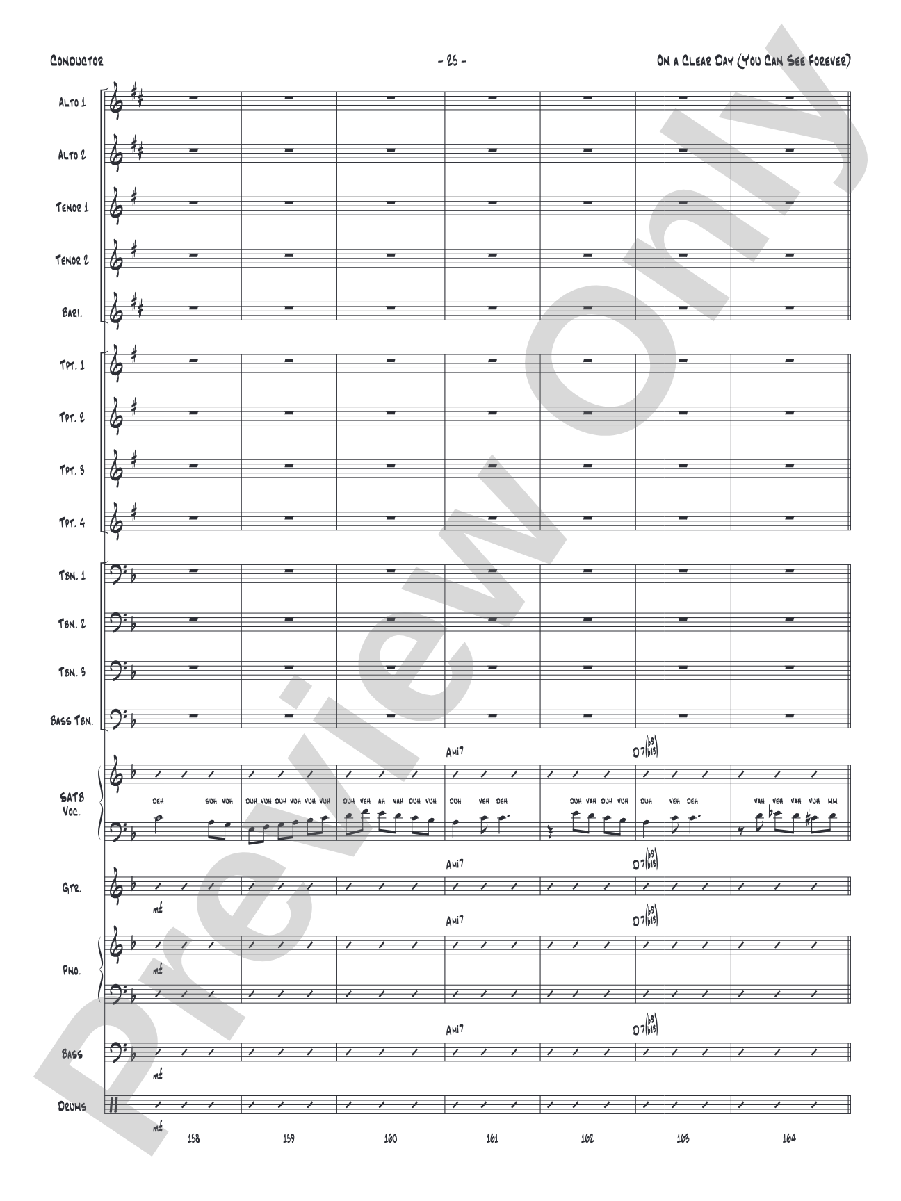 On a Clear Day (You Can See Forever): Vocal Solo with Jazz Ensemble Conductor Score & Parts