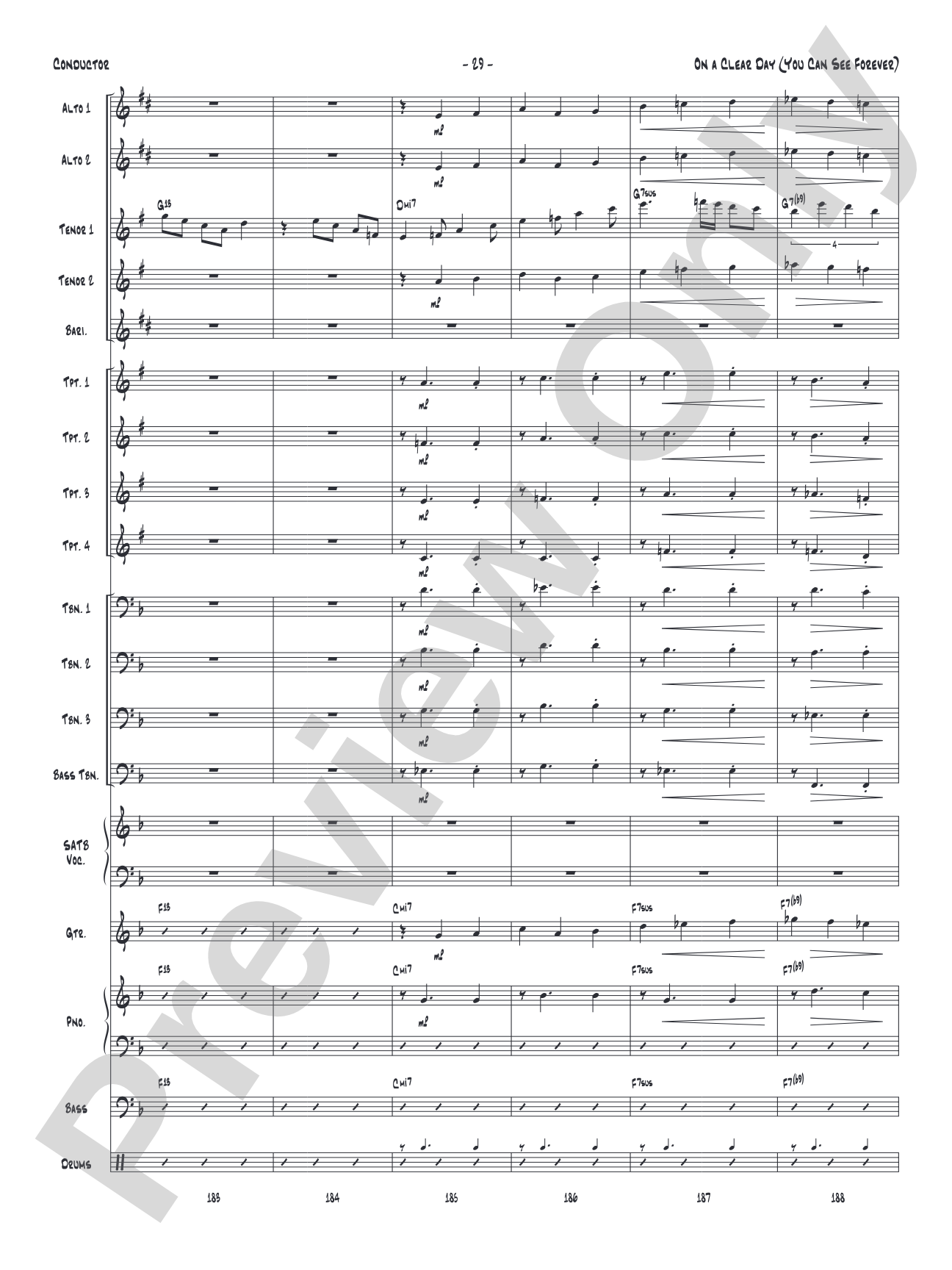 On a Clear Day (You Can See Forever): Vocal Solo with Jazz Ensemble Conductor Score & Parts
