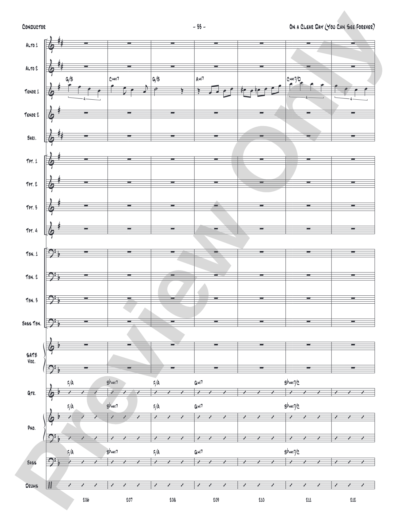 On a Clear Day (You Can See Forever): Vocal Solo with Jazz Ensemble Conductor Score & Parts