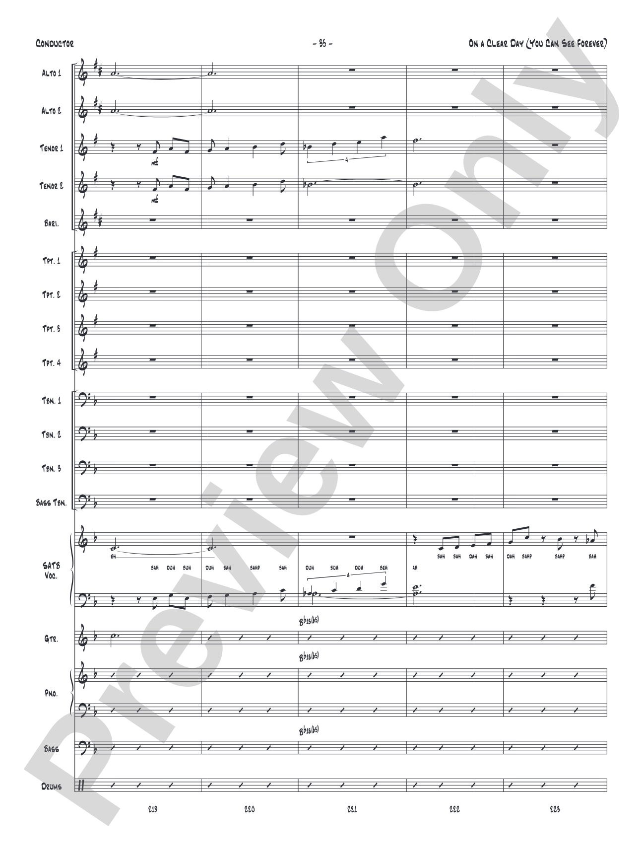 On a Clear Day (You Can See Forever): Vocal Solo with Jazz Ensemble Conductor Score & Parts