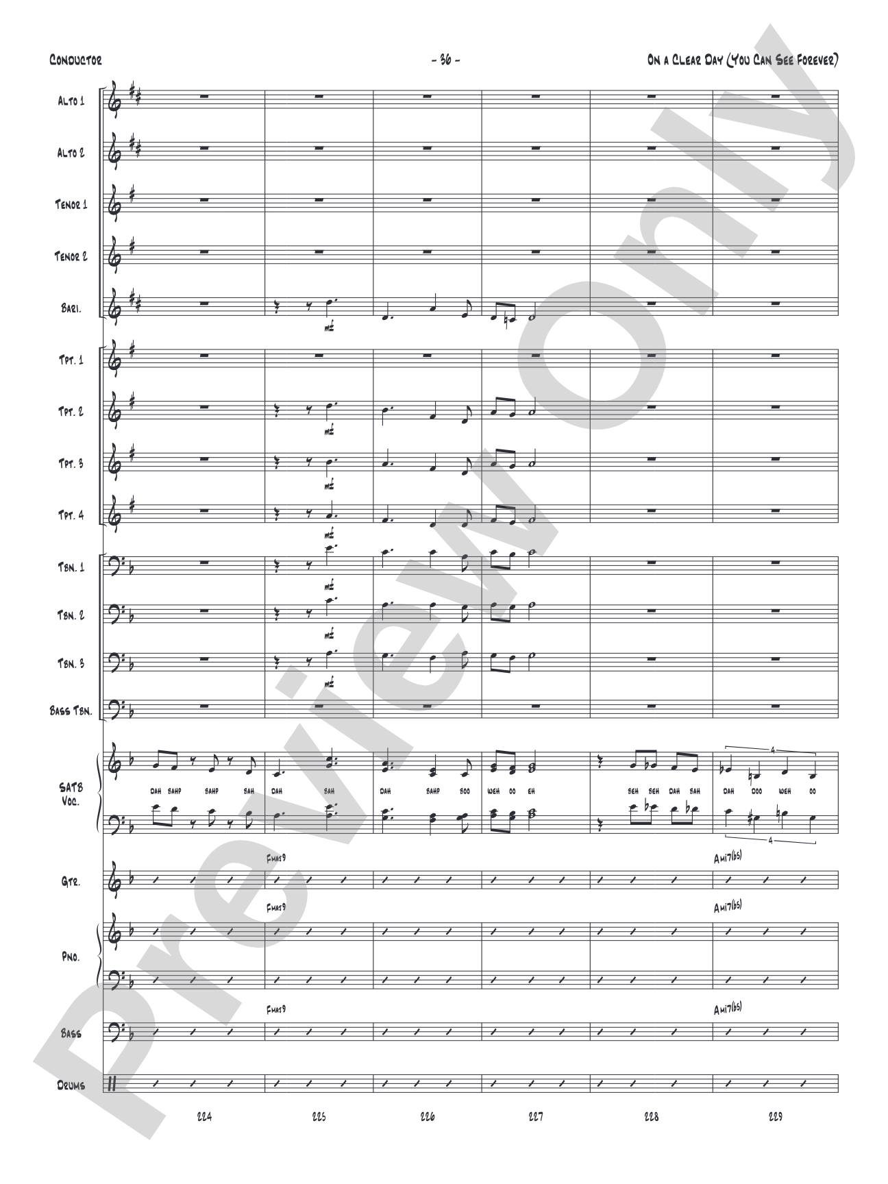 On a Clear Day (You Can See Forever): Vocal Solo with Jazz Ensemble Conductor Score & Parts