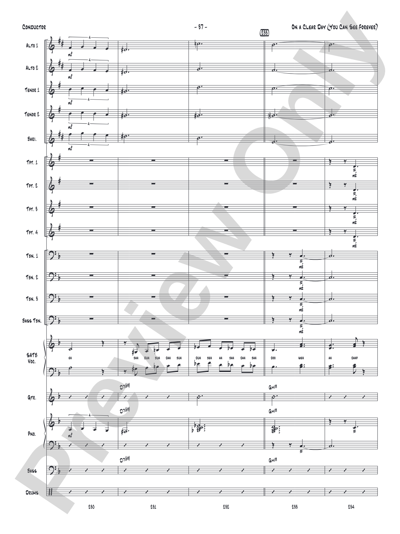 On a Clear Day (You Can See Forever): Vocal Solo with Jazz Ensemble Conductor Score & Parts