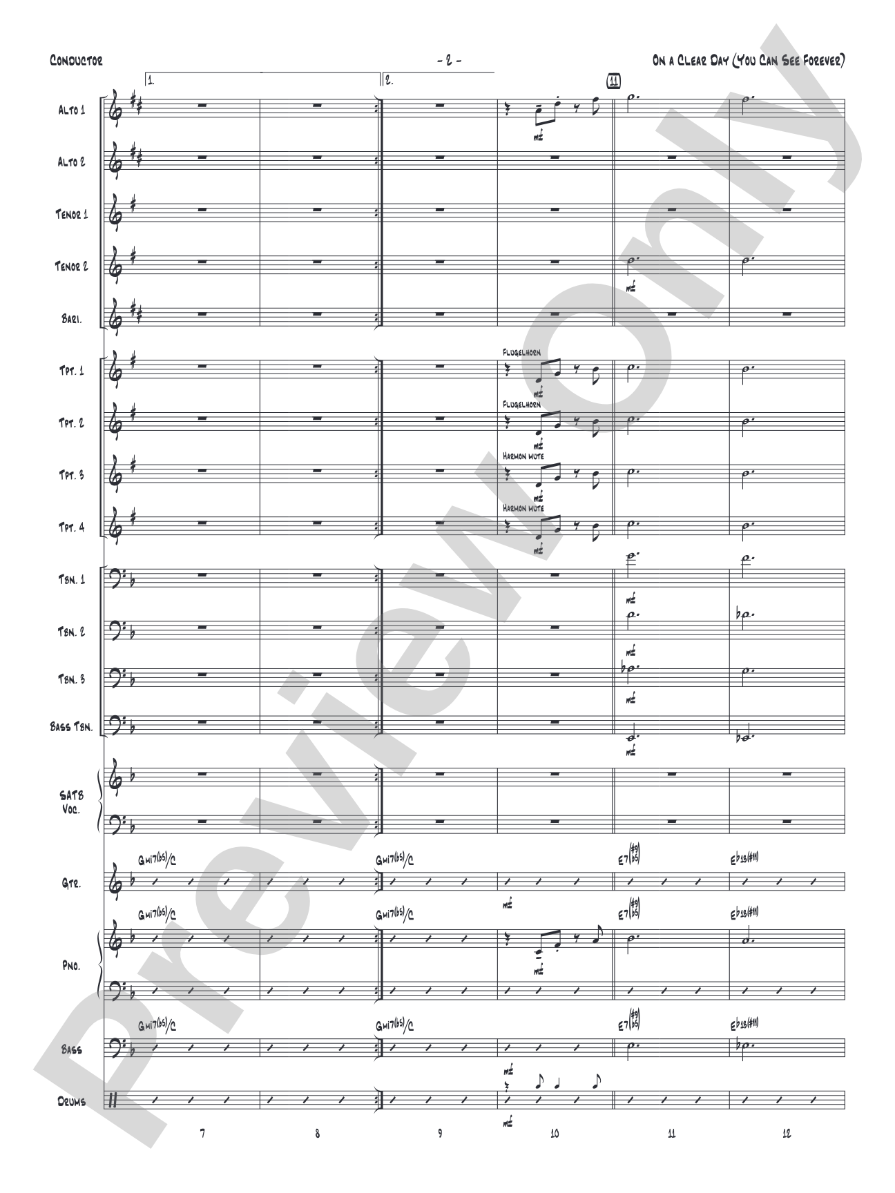 On a Clear Day (You Can See Forever): Vocal Solo with Jazz Ensemble Conductor Score & Parts
