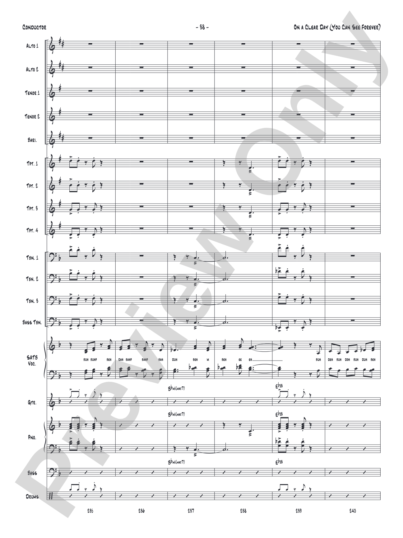 On a Clear Day (You Can See Forever): Vocal Solo with Jazz Ensemble Conductor Score & Parts