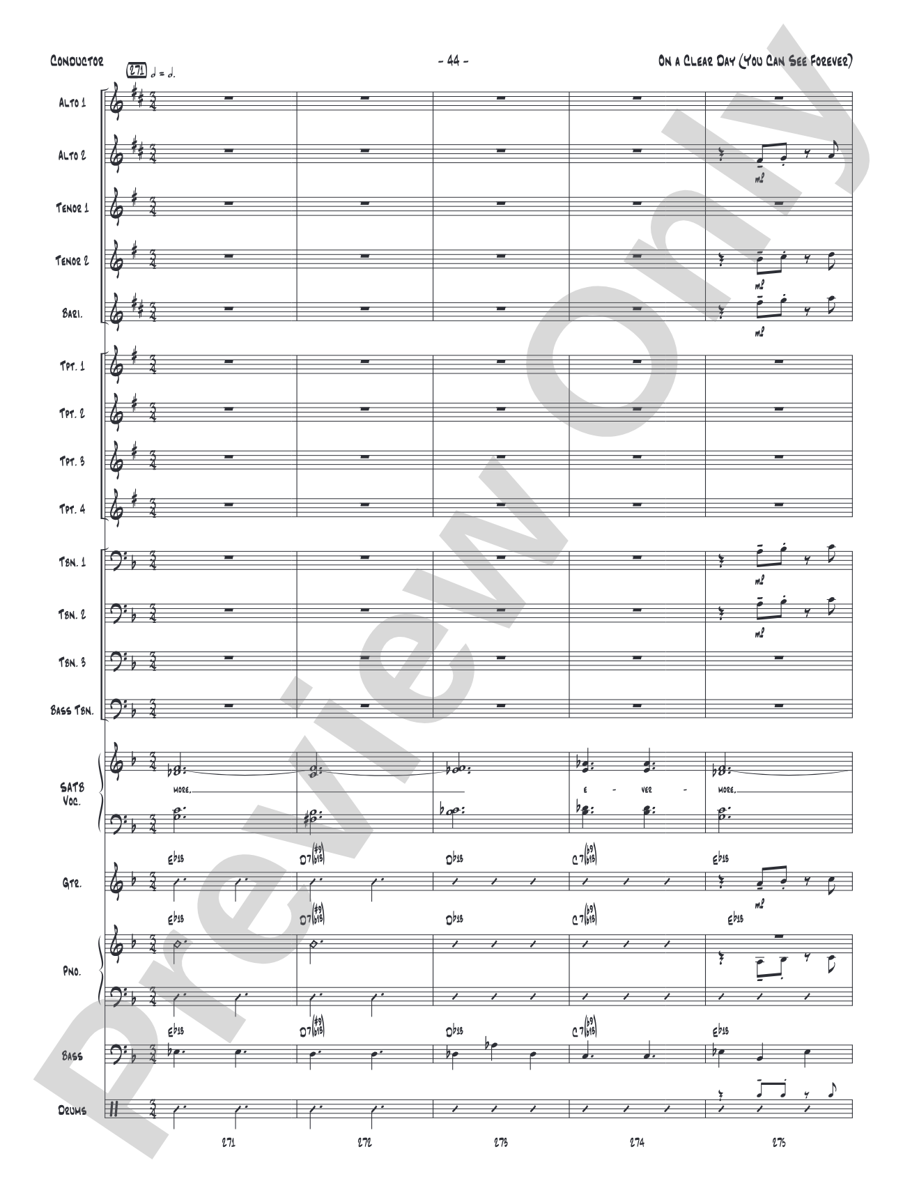 On a Clear Day (You Can See Forever): Vocal Solo with Jazz Ensemble Conductor Score & Parts