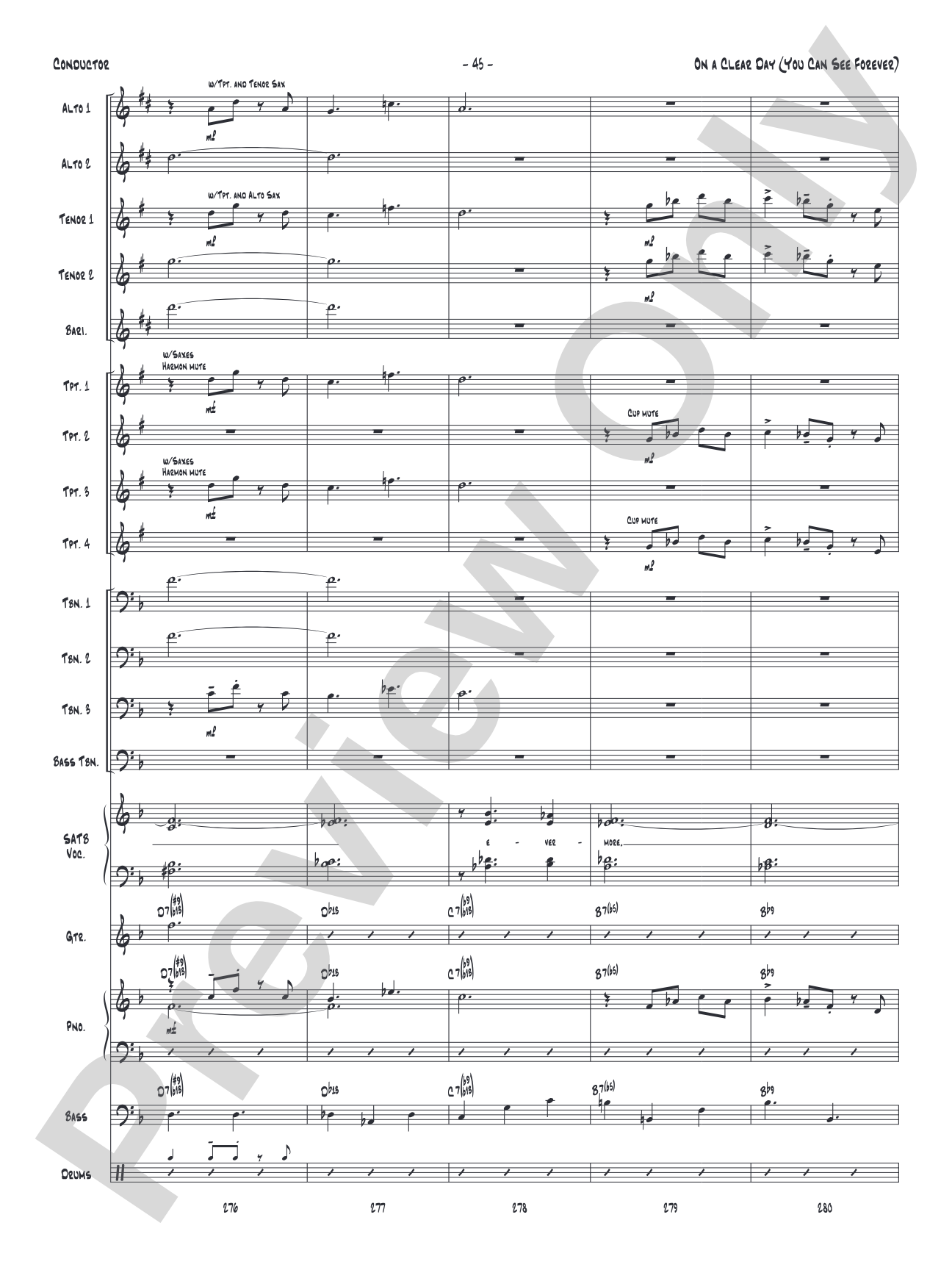 On a Clear Day (You Can See Forever): Vocal Solo with Jazz Ensemble Conductor Score & Parts