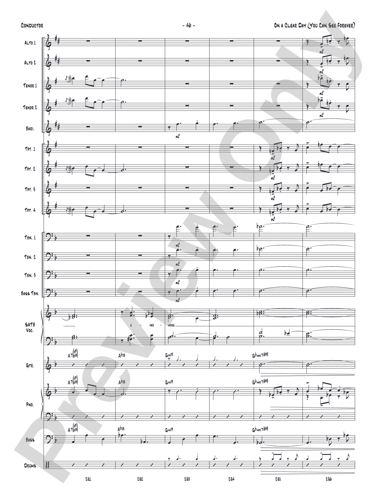 On a Clear Day (You Can See Forever): Vocal Solo with Jazz Ensemble Conductor Score & Parts