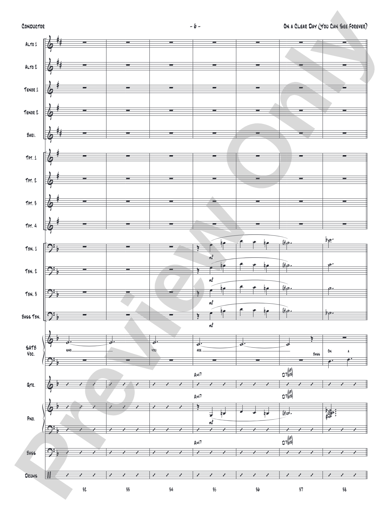On a Clear Day (You Can See Forever): Vocal Solo with Jazz Ensemble Conductor Score & Parts