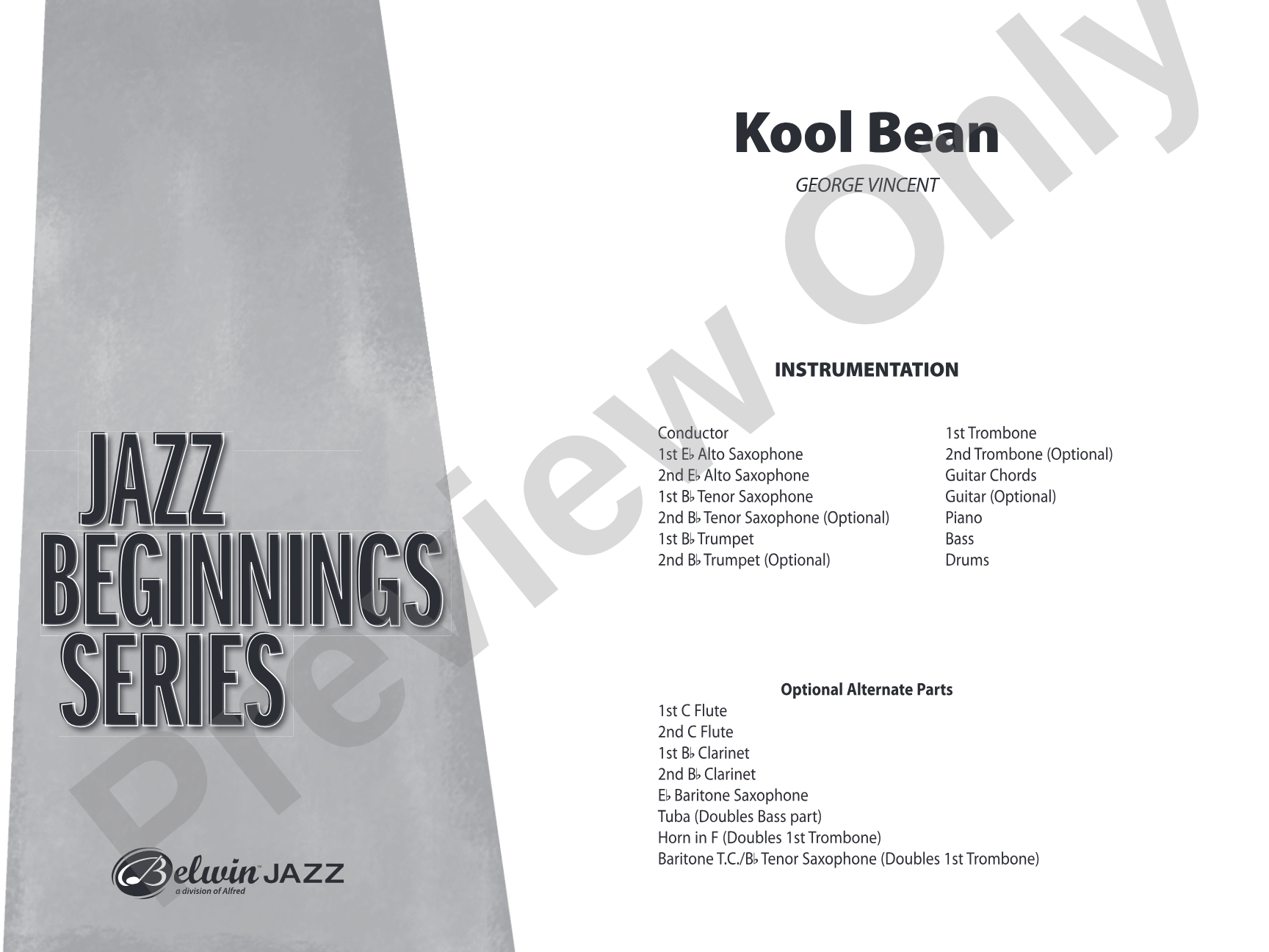 Kool Bean: Jazz Ensemble Conductor Score & Parts