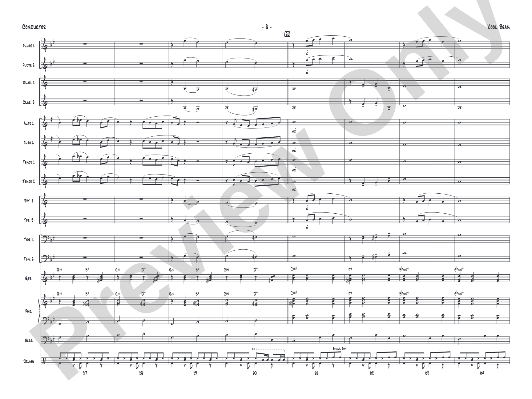 Kool Bean: Jazz Ensemble Conductor Score & Parts
