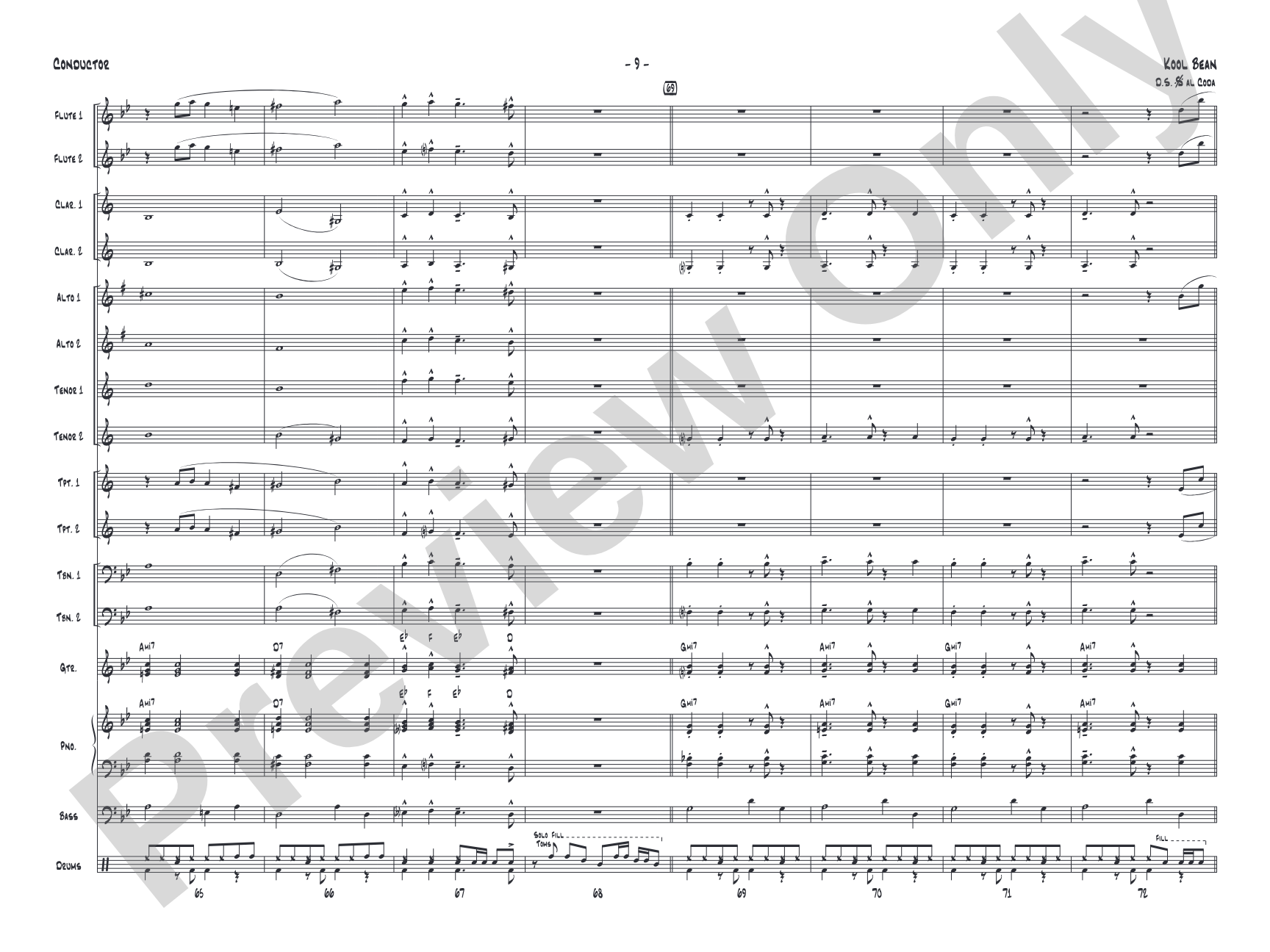 Kool Bean: Jazz Ensemble Conductor Score & Parts