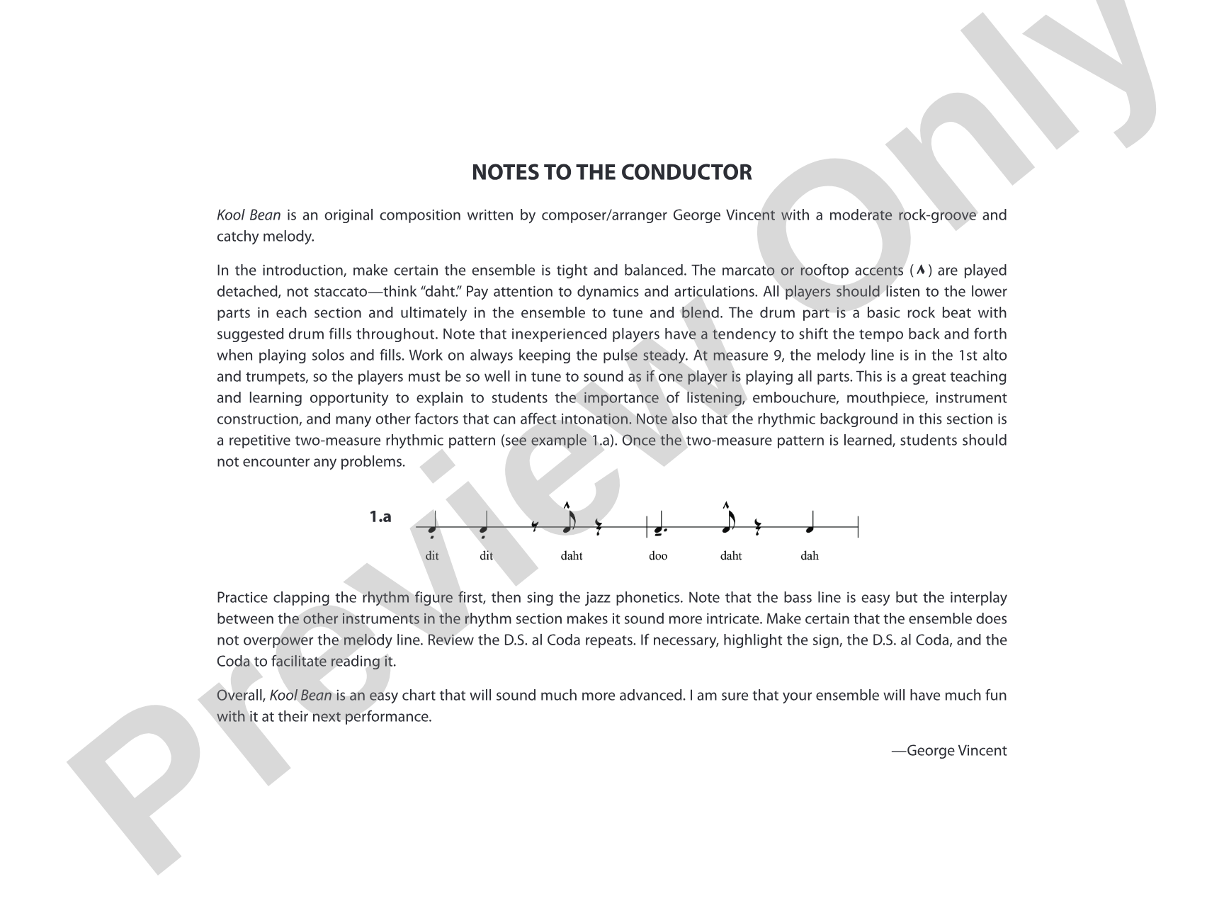 Kool Bean: Jazz Ensemble Conductor Score & Parts
