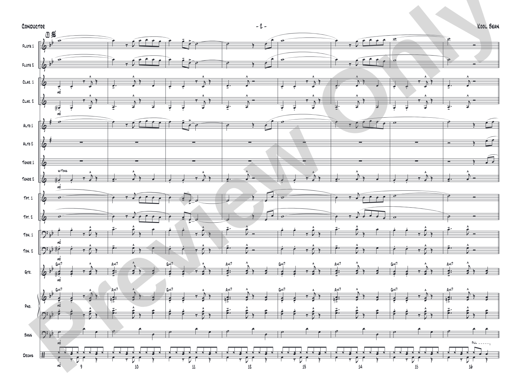 Kool Bean: Jazz Ensemble Conductor Score & Parts