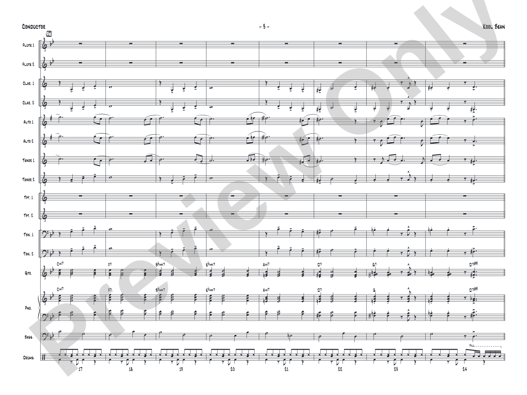 Kool Bean: Jazz Ensemble Conductor Score & Parts