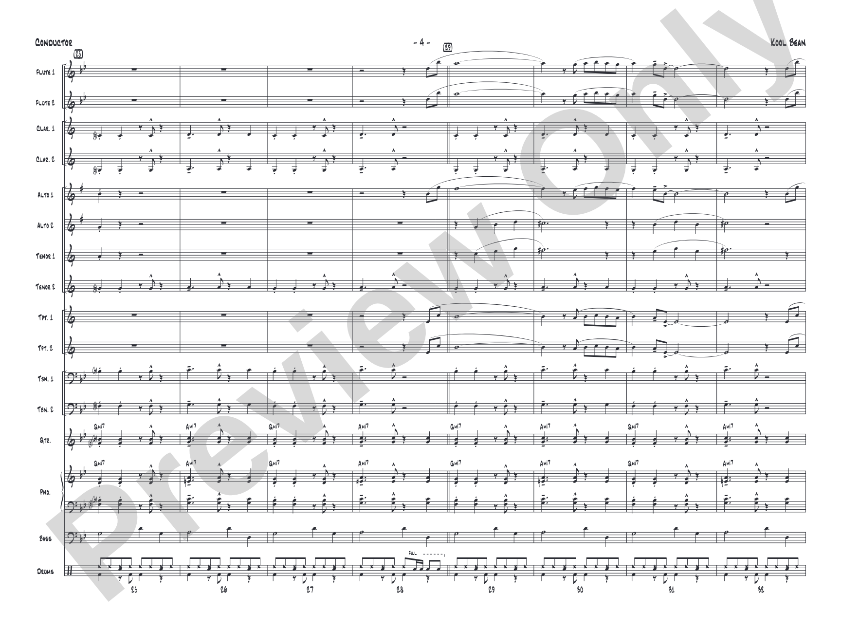 Kool Bean: Jazz Ensemble Conductor Score & Parts