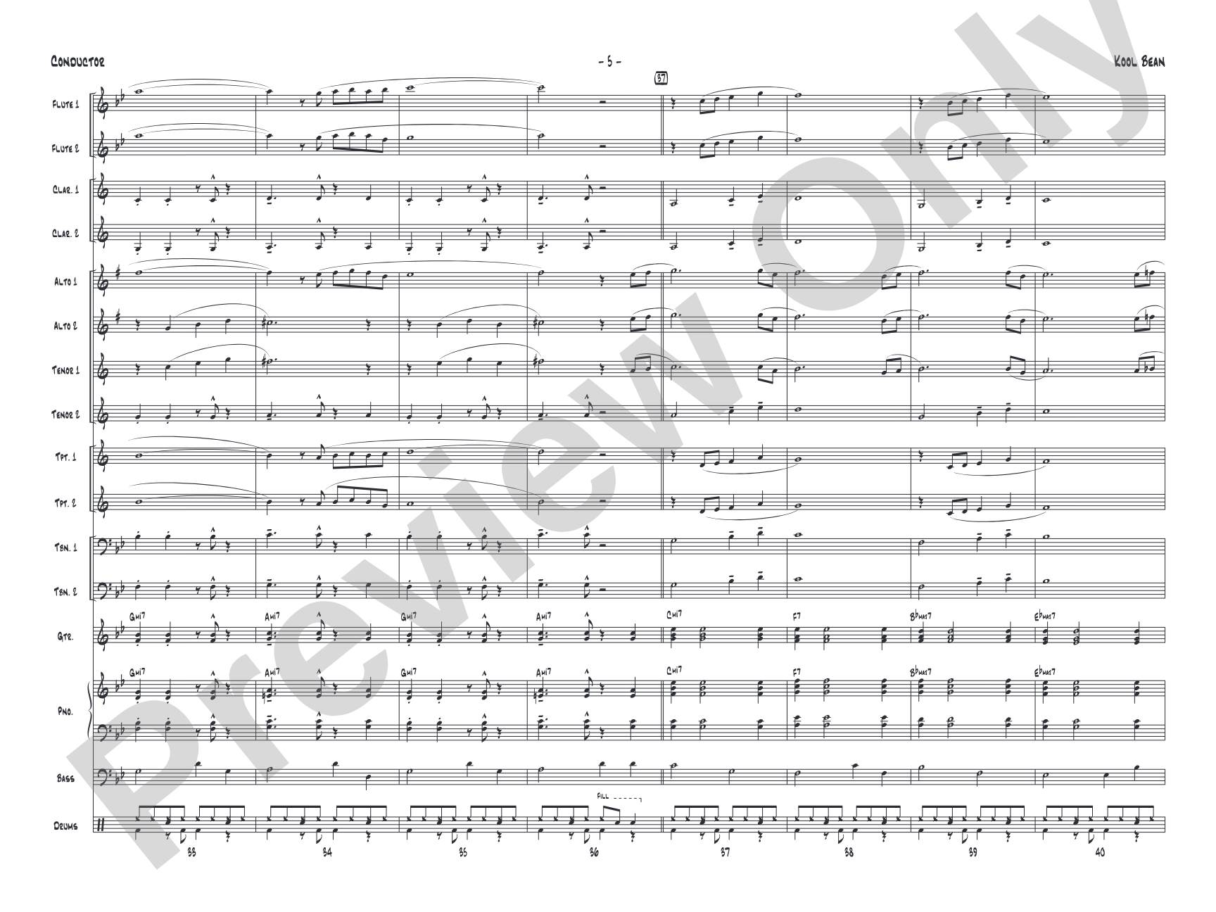 Kool Bean: Jazz Ensemble Conductor Score & Parts