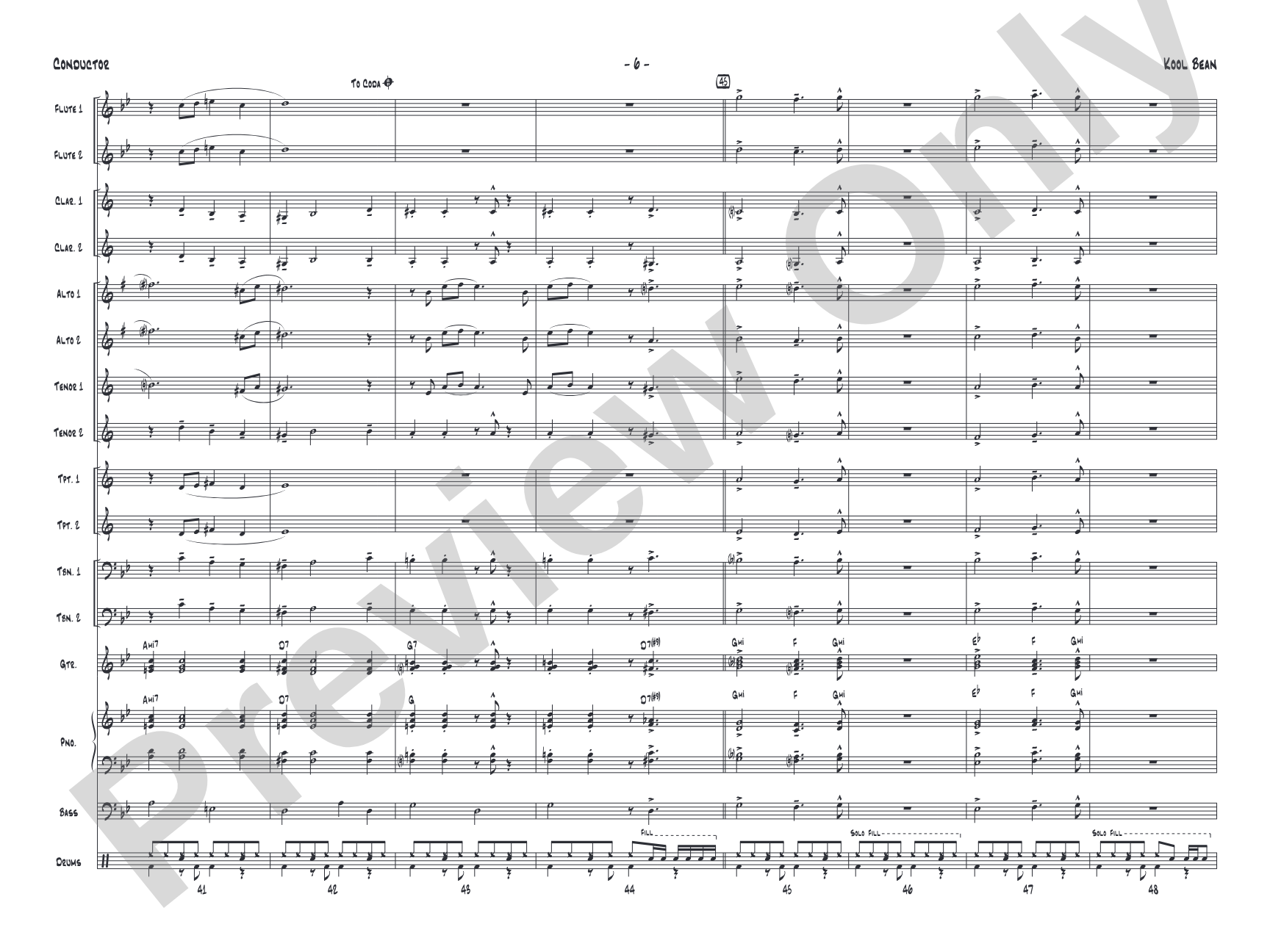 Kool Bean: Jazz Ensemble Conductor Score & Parts